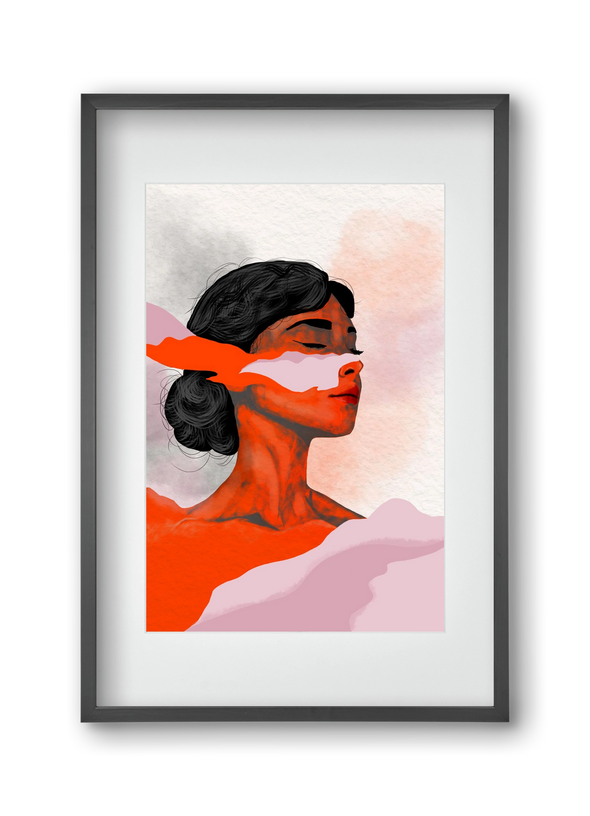 Red Wave, 30x45 cm (20x30 cm), Fekete keret, paszpartuval