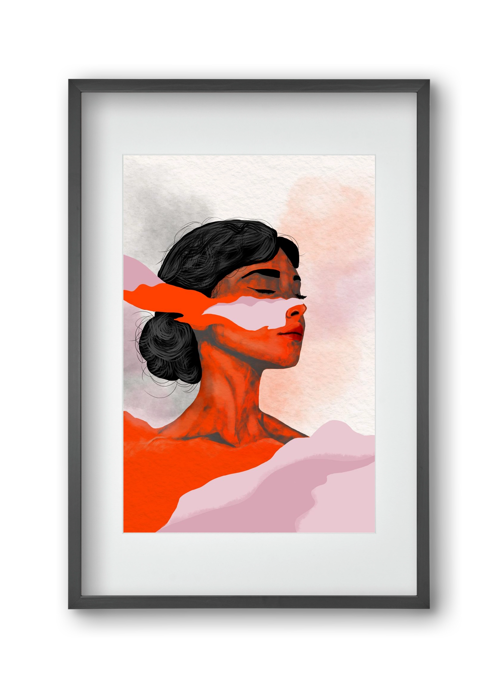 Red Wave, 30x45 cm (20x30 cm), Fekete keret, paszpartuval