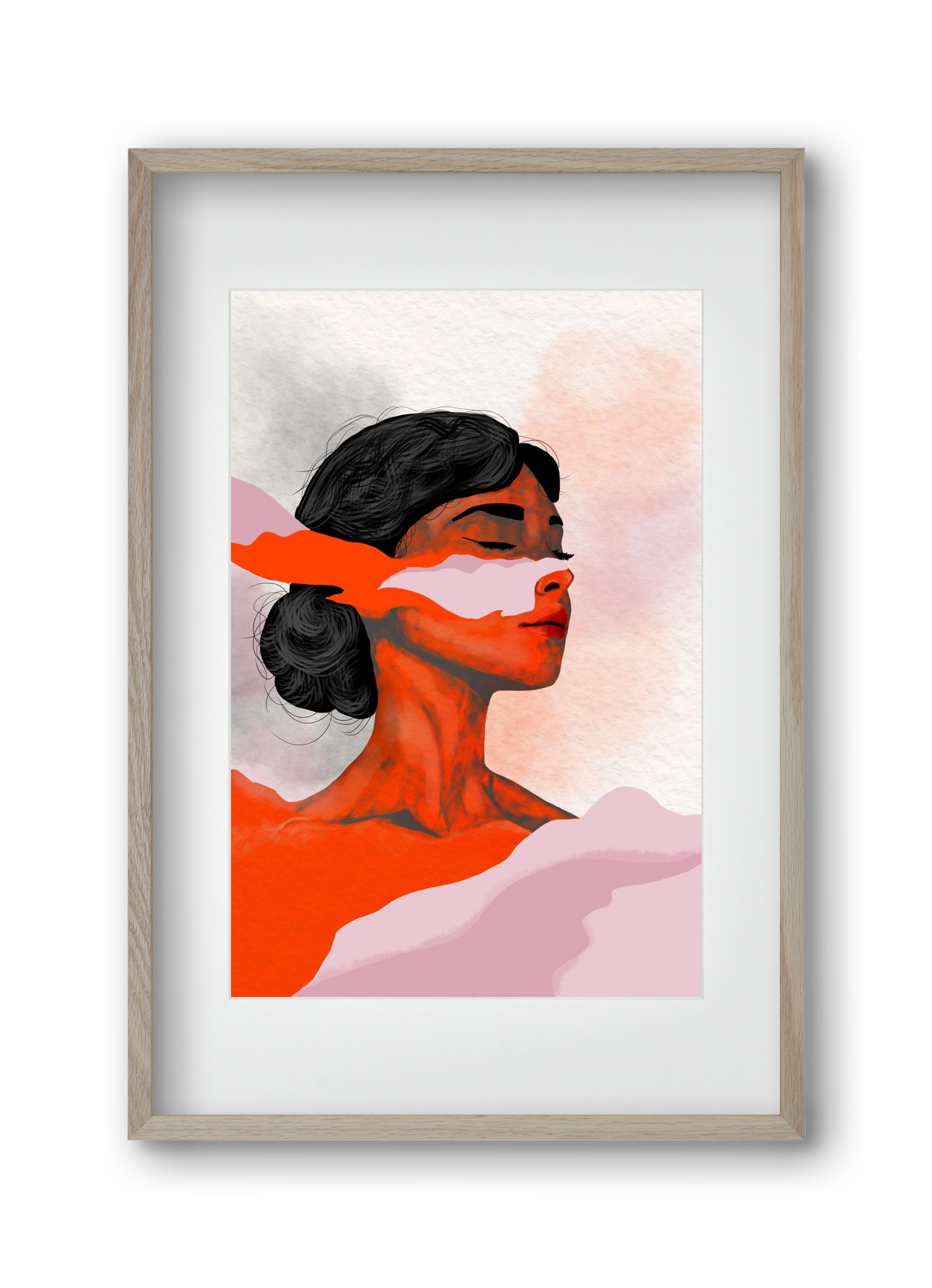 Red Wave, 30x45 cm (20x30 cm), Tölgy keret, paszpartuval