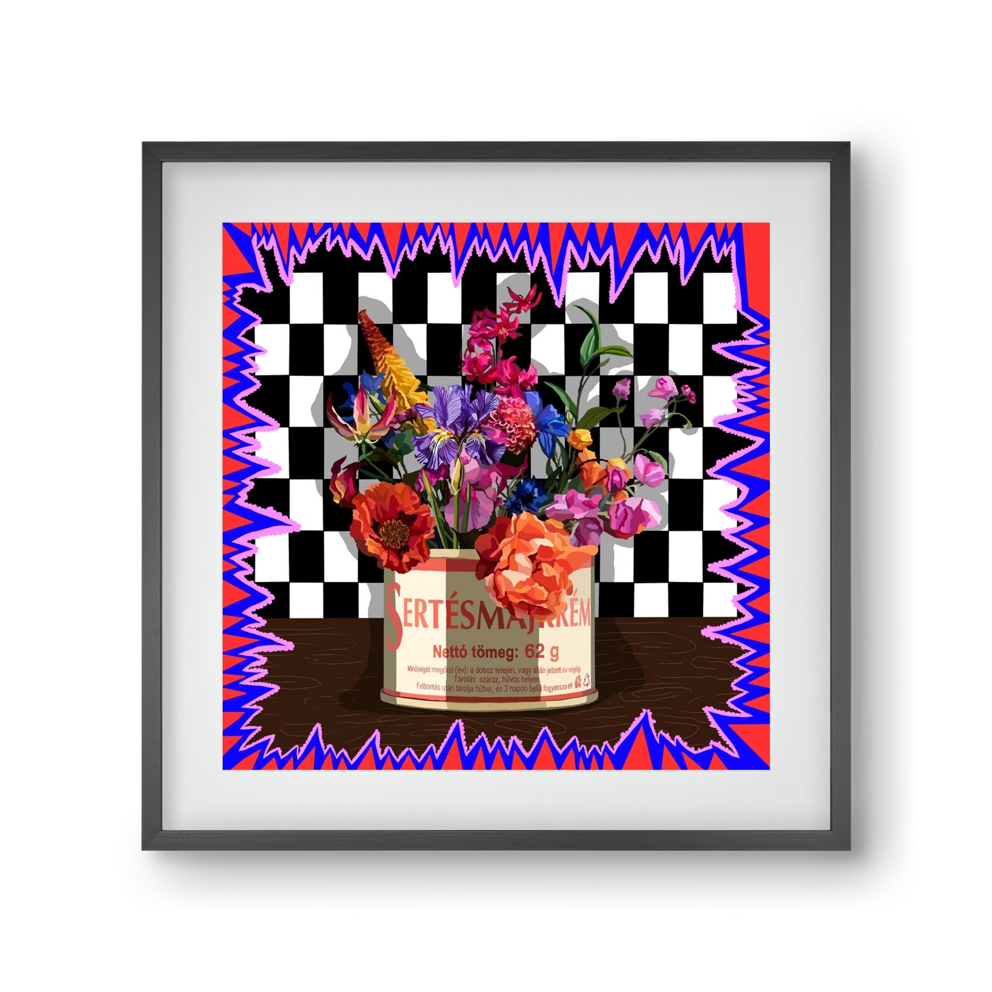 Májkrém váza, 30x30 cm (20x20 cm), Fekete keret, paszpartuval