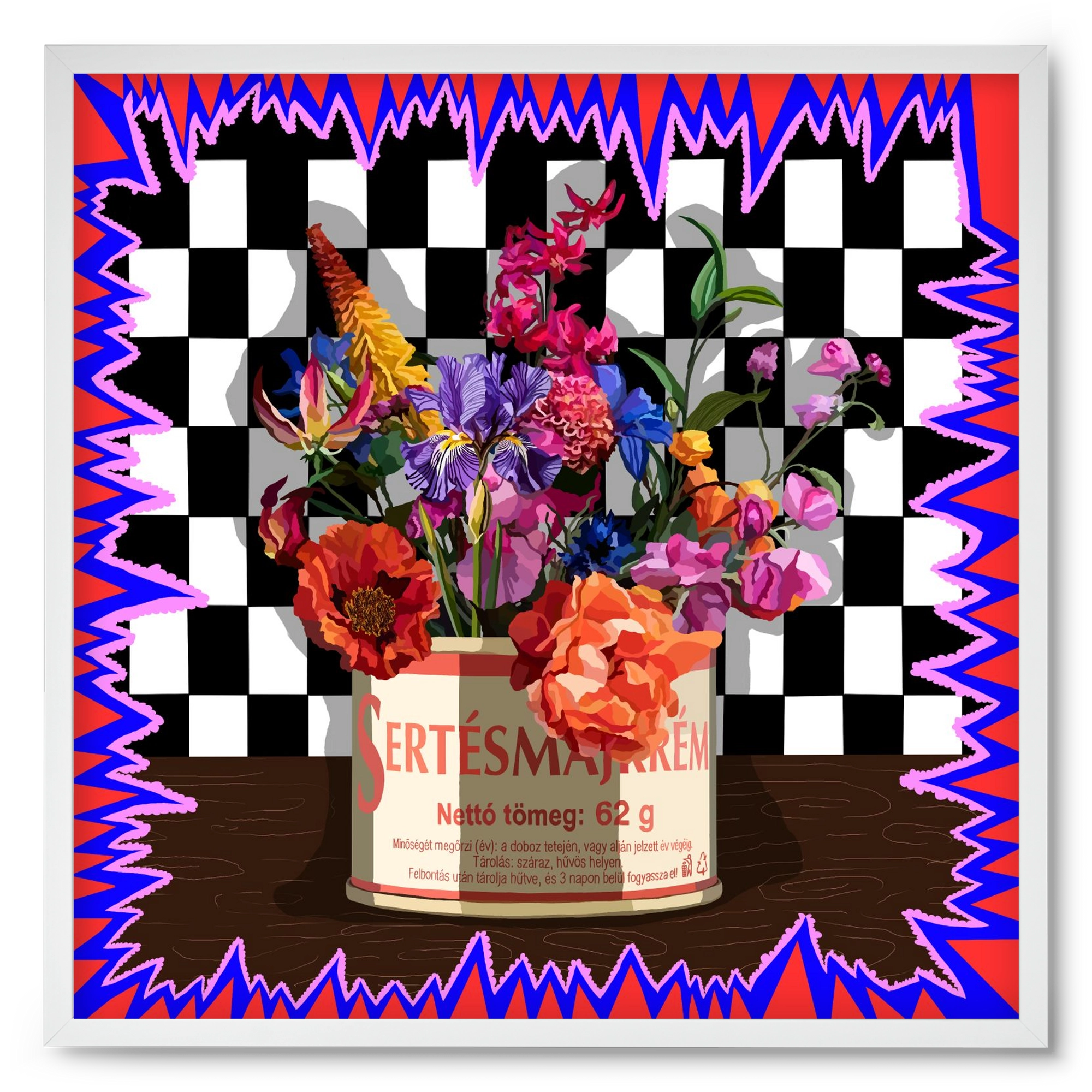 Májkrém váza, 50x50 cm (50x50 cm), Fehér keret