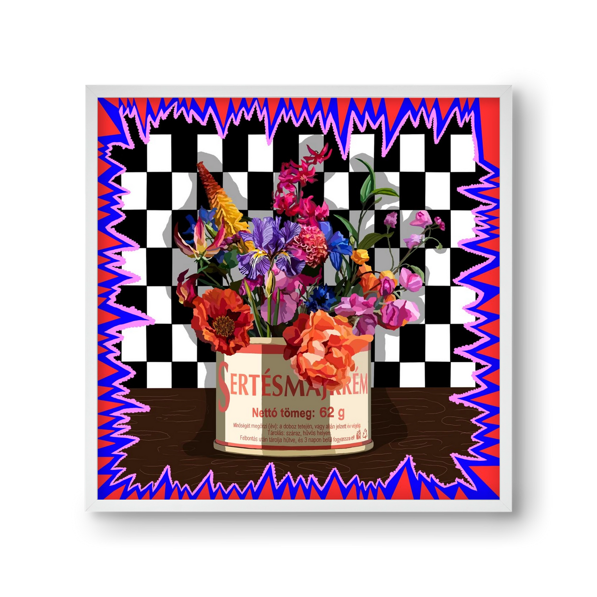Májkrém váza, 30x30 cm (30x30 cm), Fehér keret
