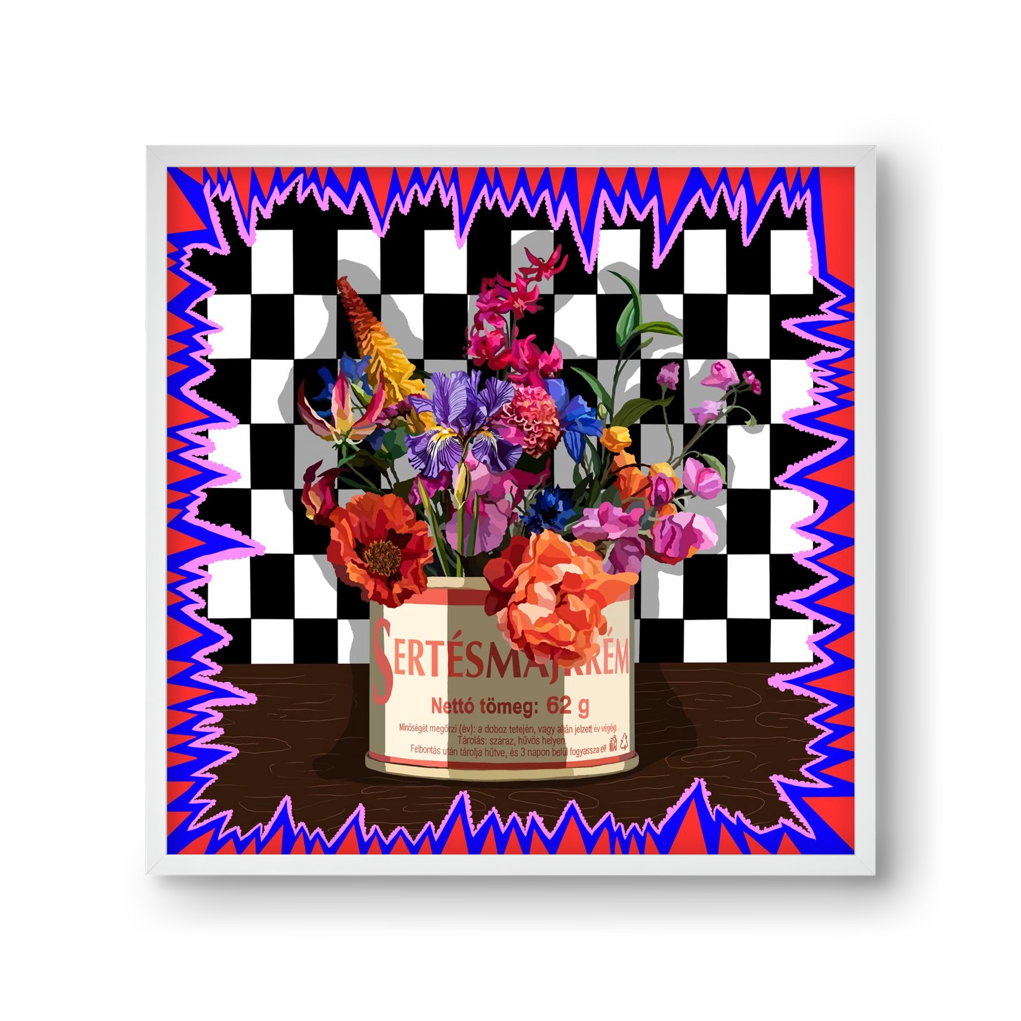 Májkrém váza, 30x30 cm (30x30 cm), Fehér keret
