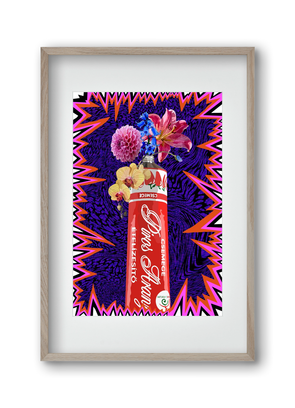 Csemege virág, 30x45 cm (20x30 cm), Tölgy keret, paszpartuval