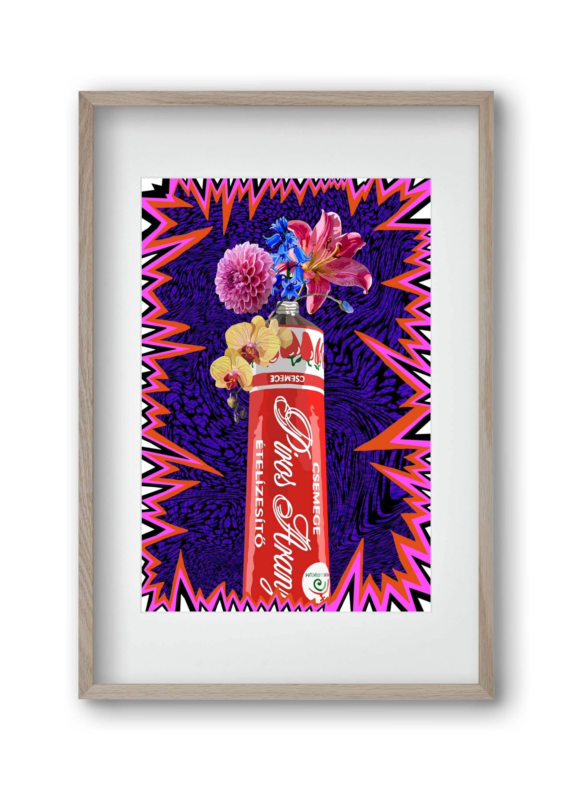 Csemege virág, 30x45 cm (20x30 cm), Tölgy keret, paszpartuval