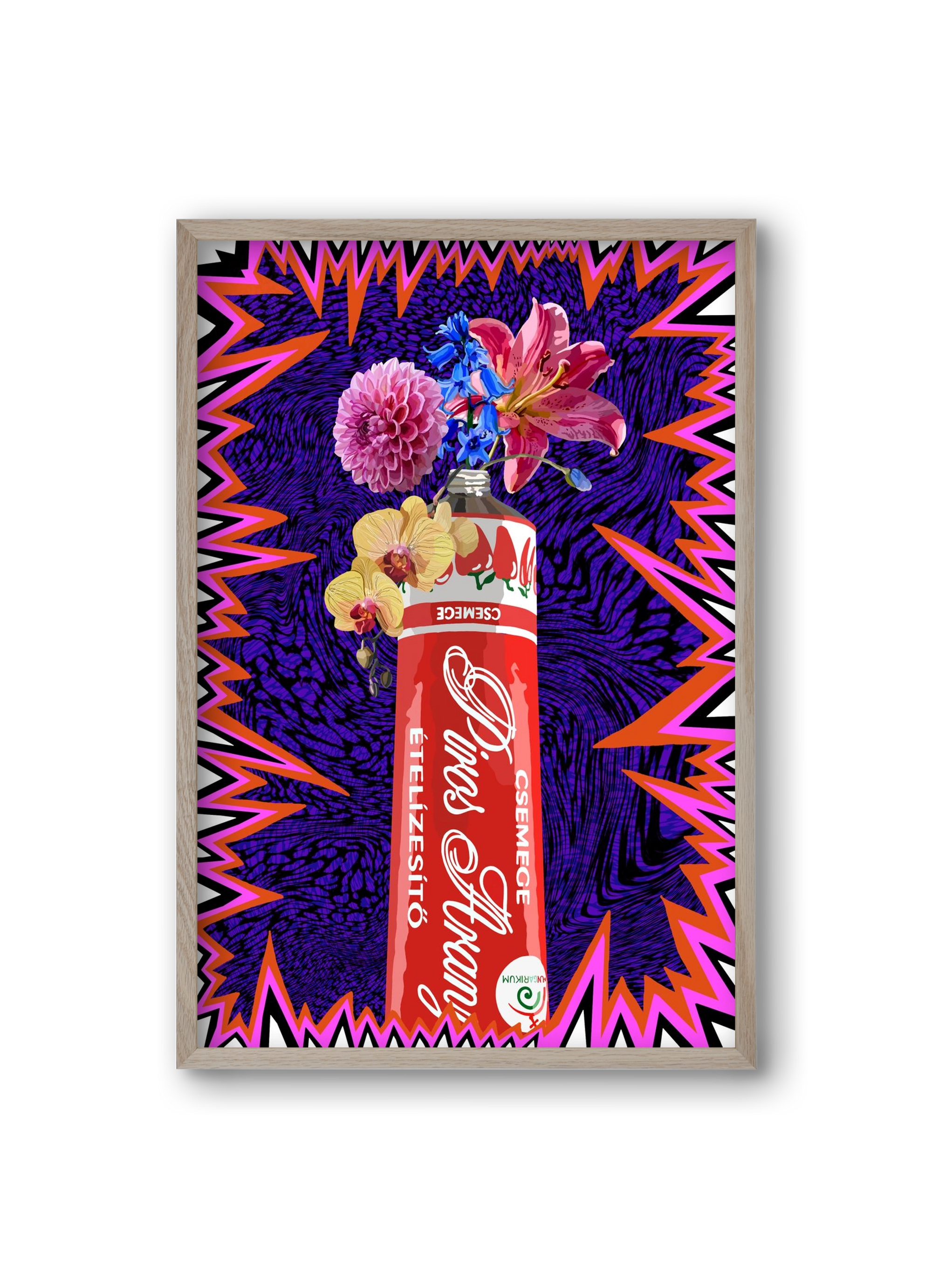 Csemege virág, 20x30 cm (20x30 cm), Tölgy keret