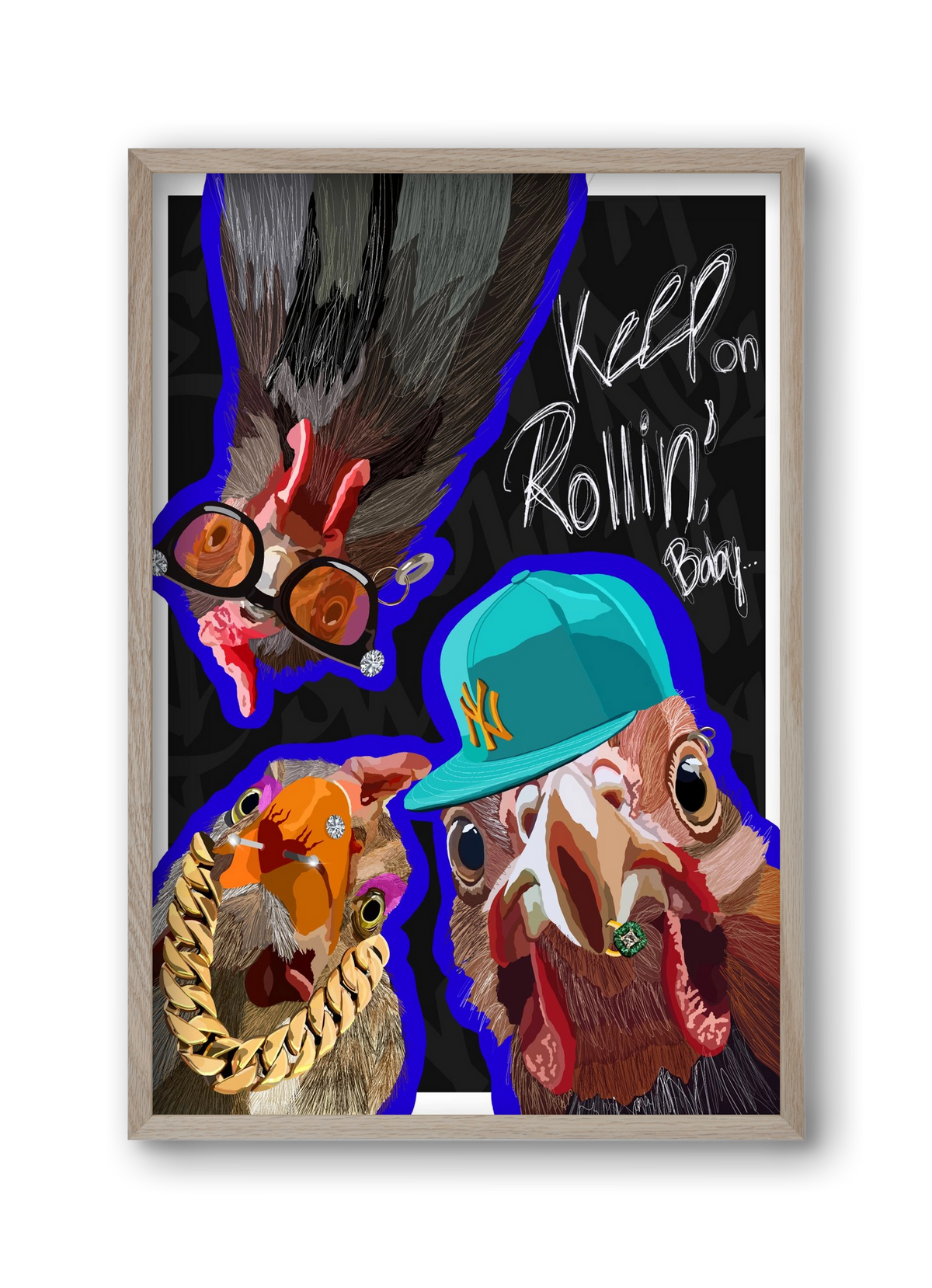 Keep on rollin', baby, 30x45 cm (30x45 cm), Tölgy keret