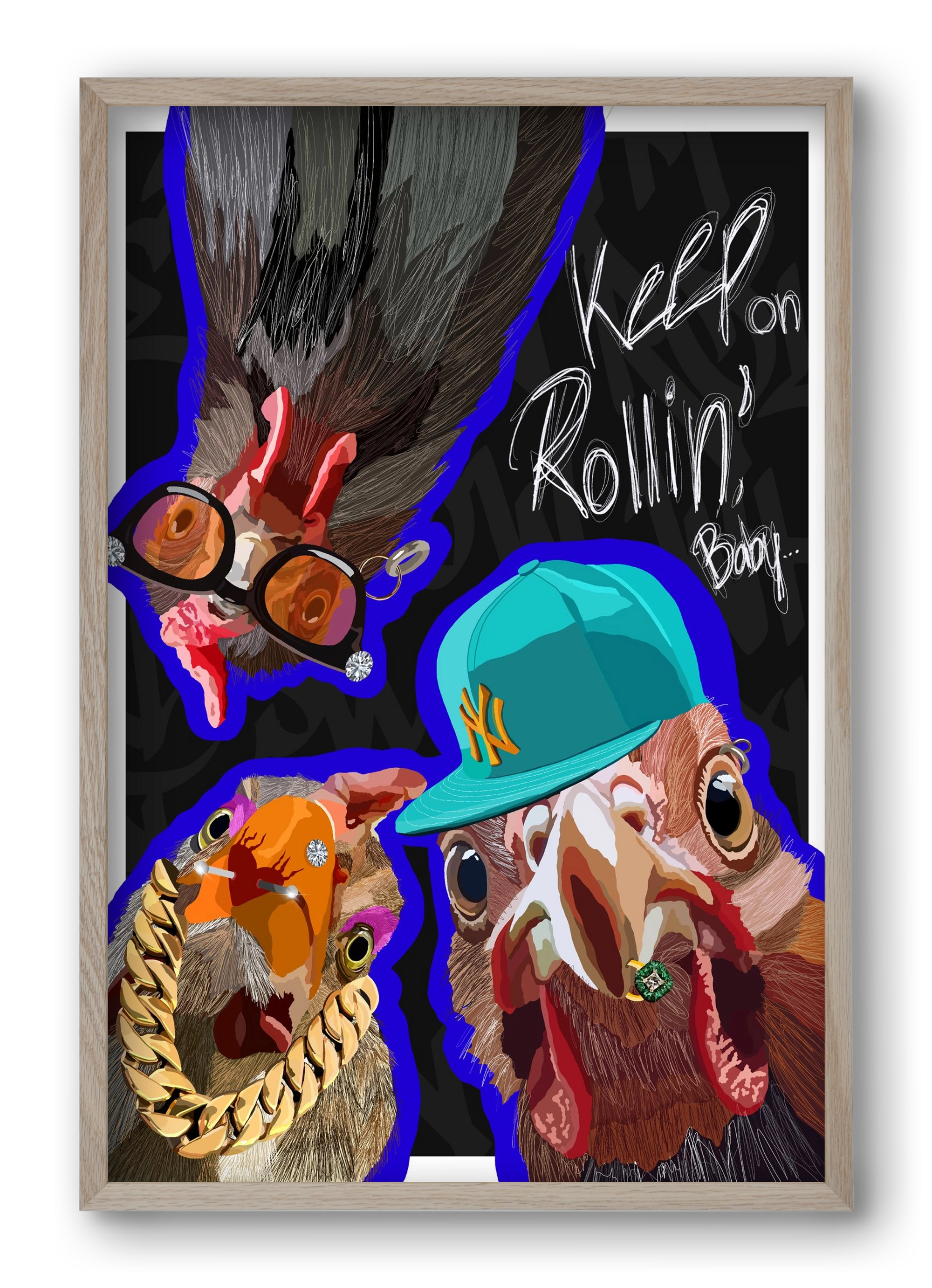 Keep on rollin', baby, 40x60 cm (40x60 cm), Tölgy keret
