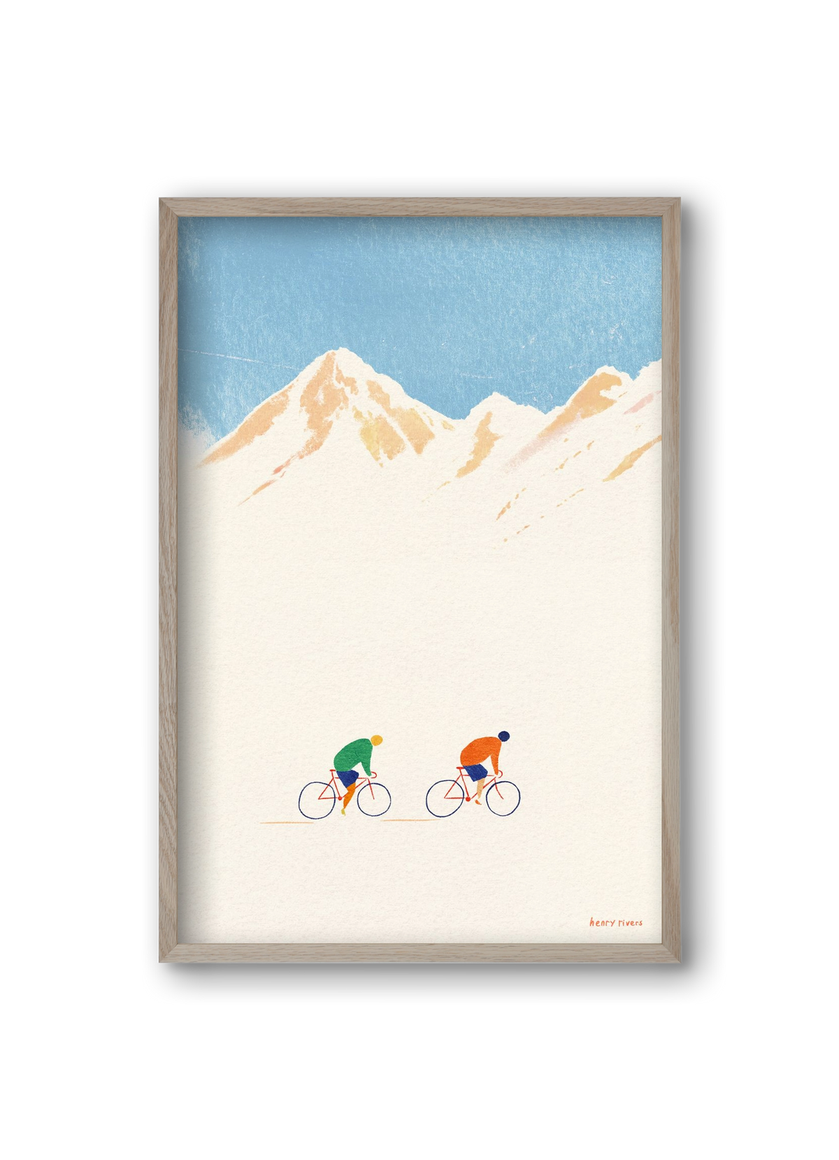 Cycling in the mountains, 20x30 cm (20x30 cm), Tölgy keret