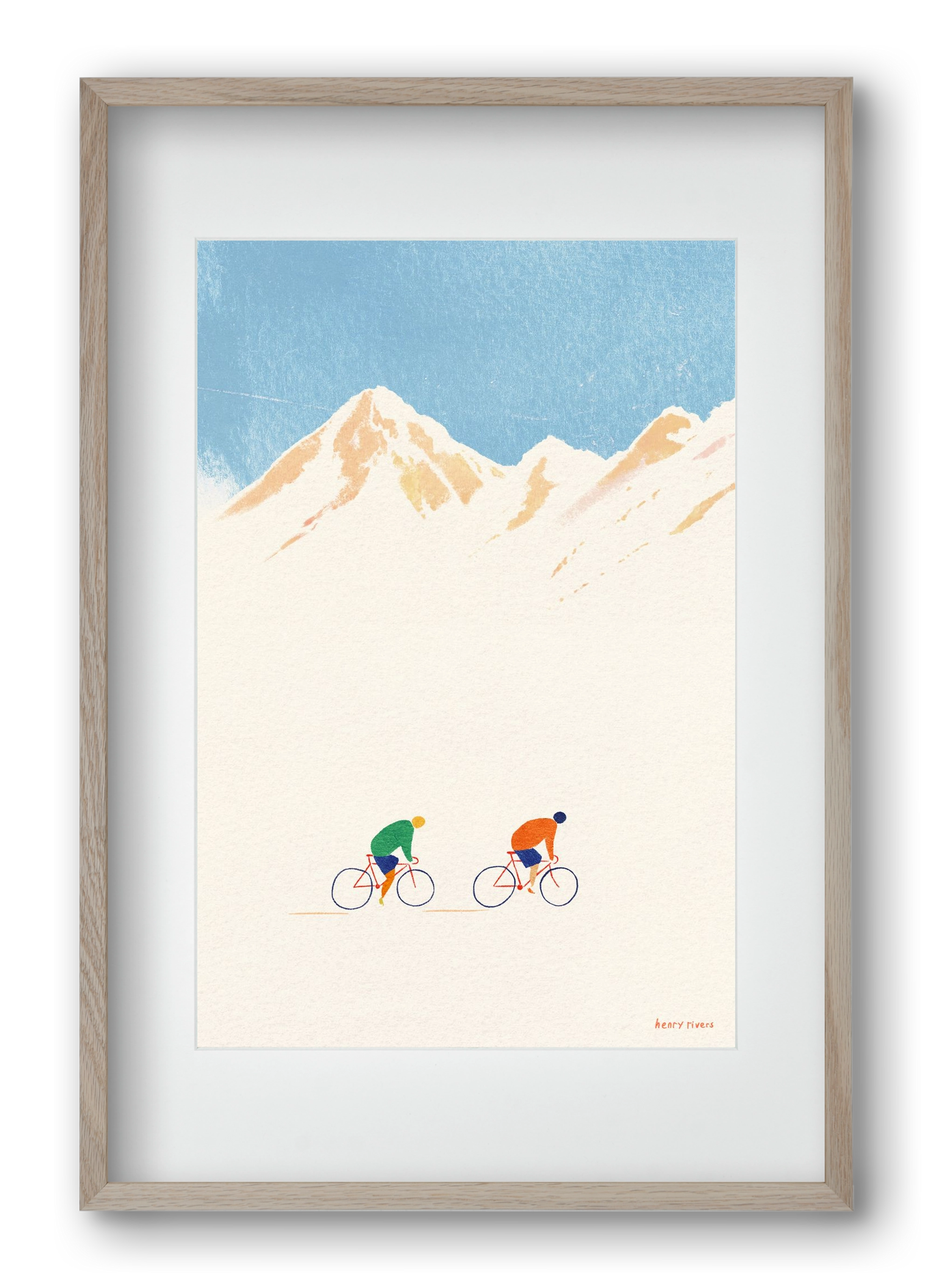 Cycling in the mountains, 40x60 cm (30x45 cm), Tölgy keret, paszpartuval