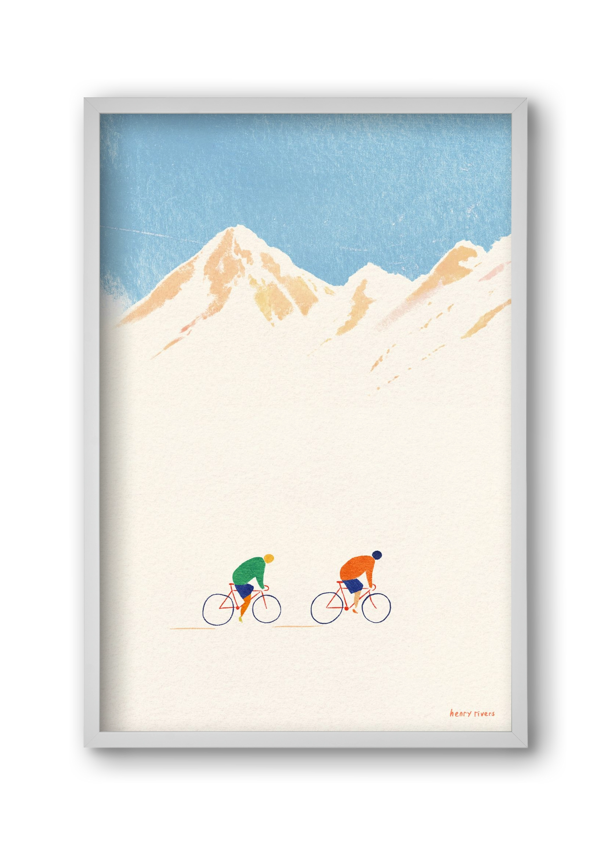 Cycling in the mountains, 30x45 cm (30x45 cm), Fehér keret