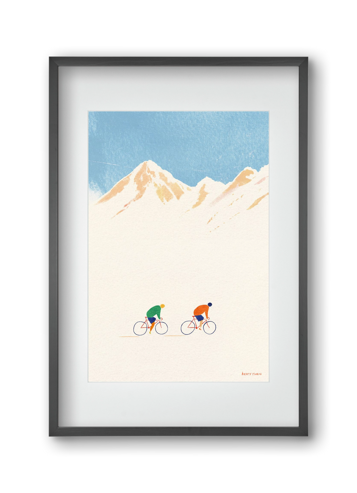 Cycling in the mountains, 30x45 cm (20x30 cm), Fekete keret, paszpartuval