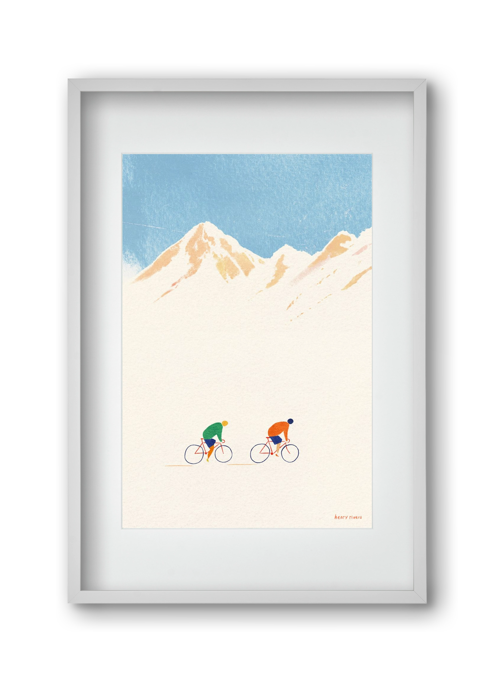 Cycling in the mountains, 30x45 cm (20x30 cm), Fehér keret, paszpartuval