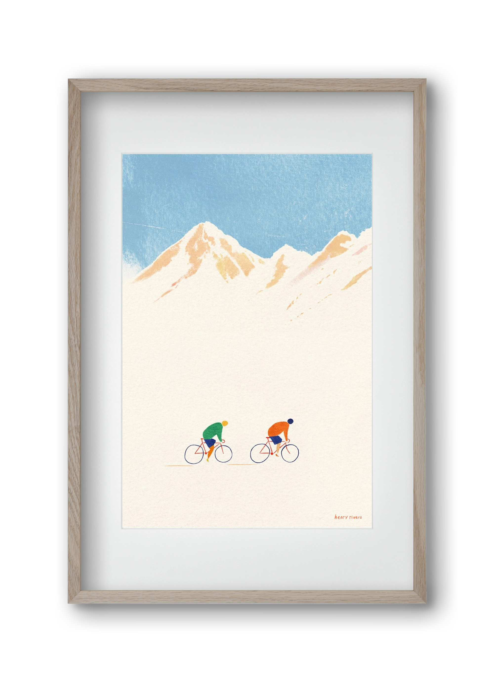 Cycling in the mountains, 30x45 cm (20x30 cm), Tölgy keret, paszpartuval