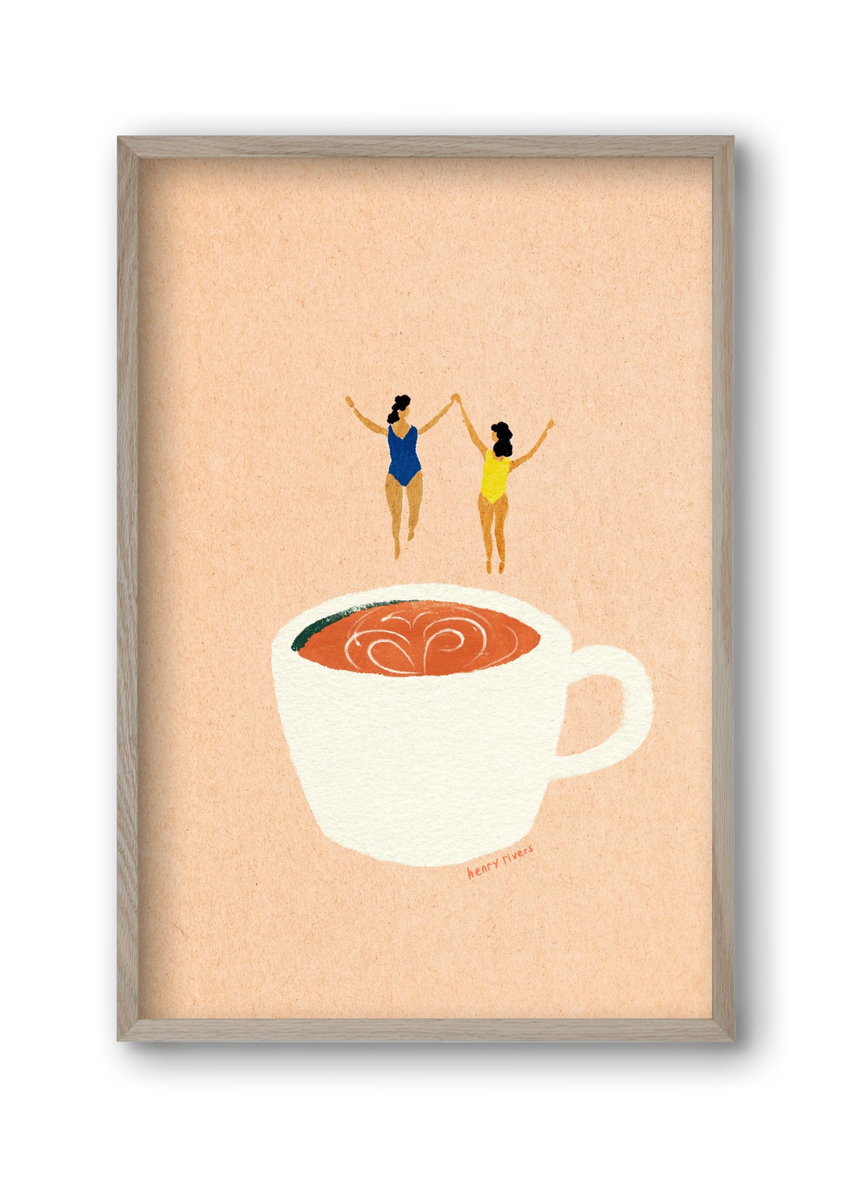 Coffee party, 30x45 cm (30x45 cm), Tölgy keret