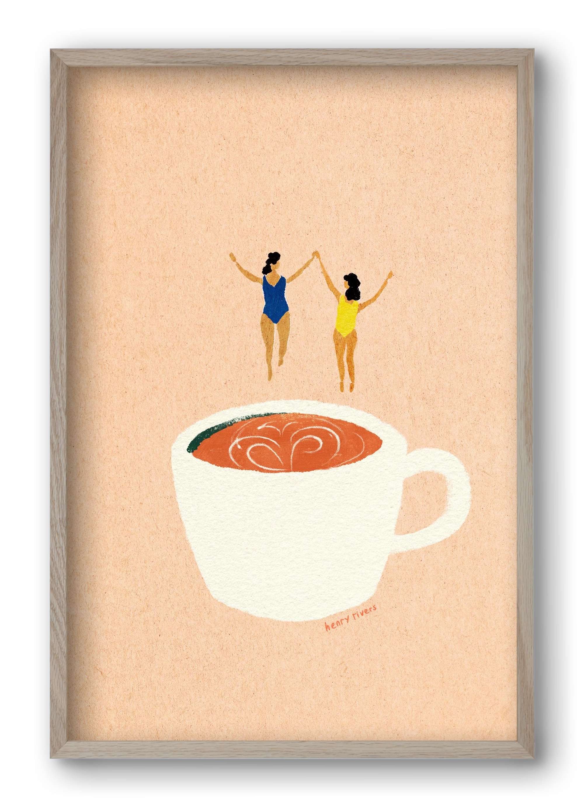 Coffee party, 40x60 cm (40x60 cm), Tölgy keret