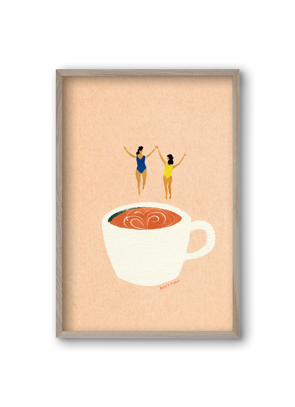Coffee party, 20x30 cm (20x30 cm), Tölgy keret