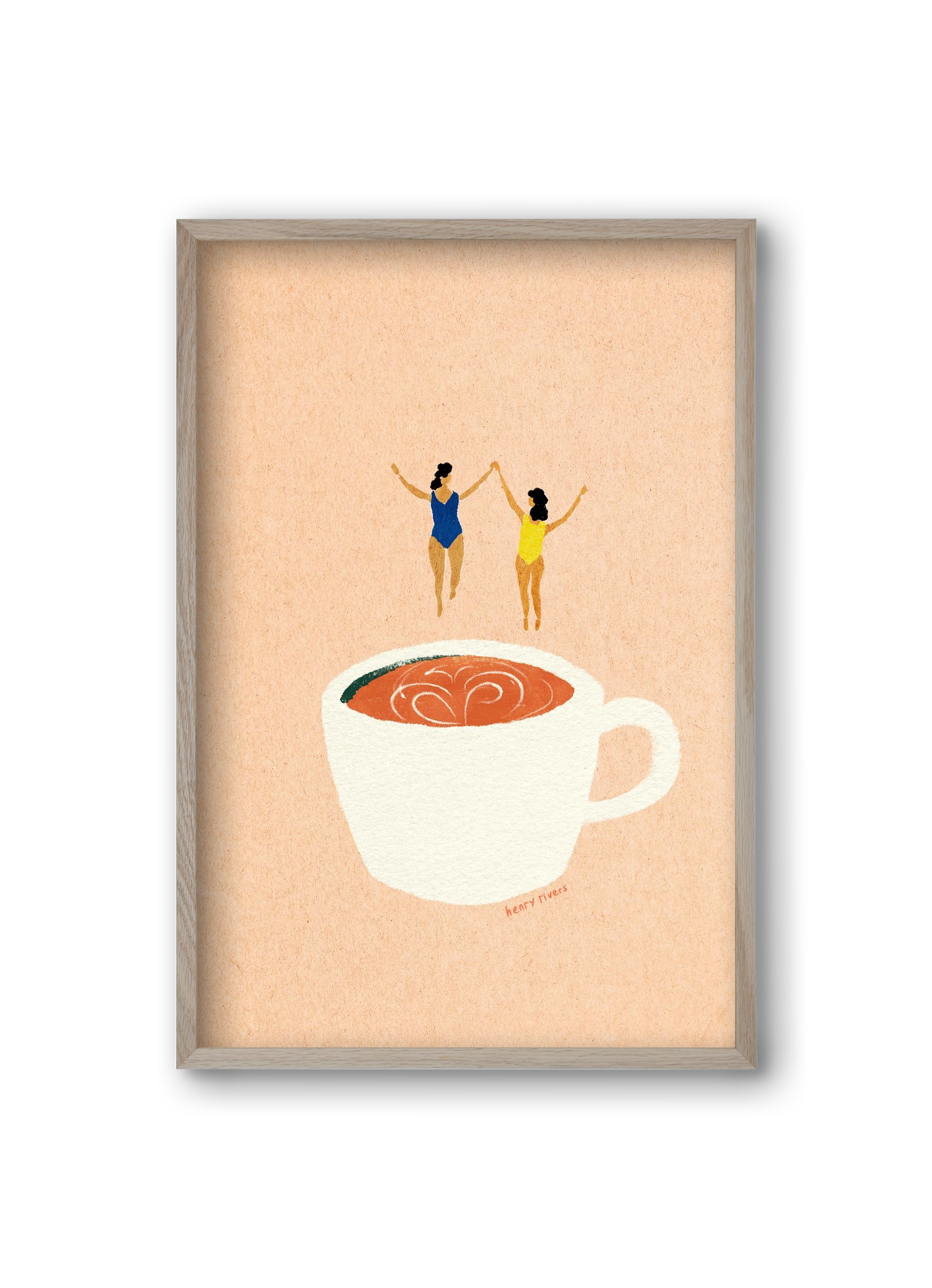 Coffee party, 20x30 cm (20x30 cm), Tölgy keret