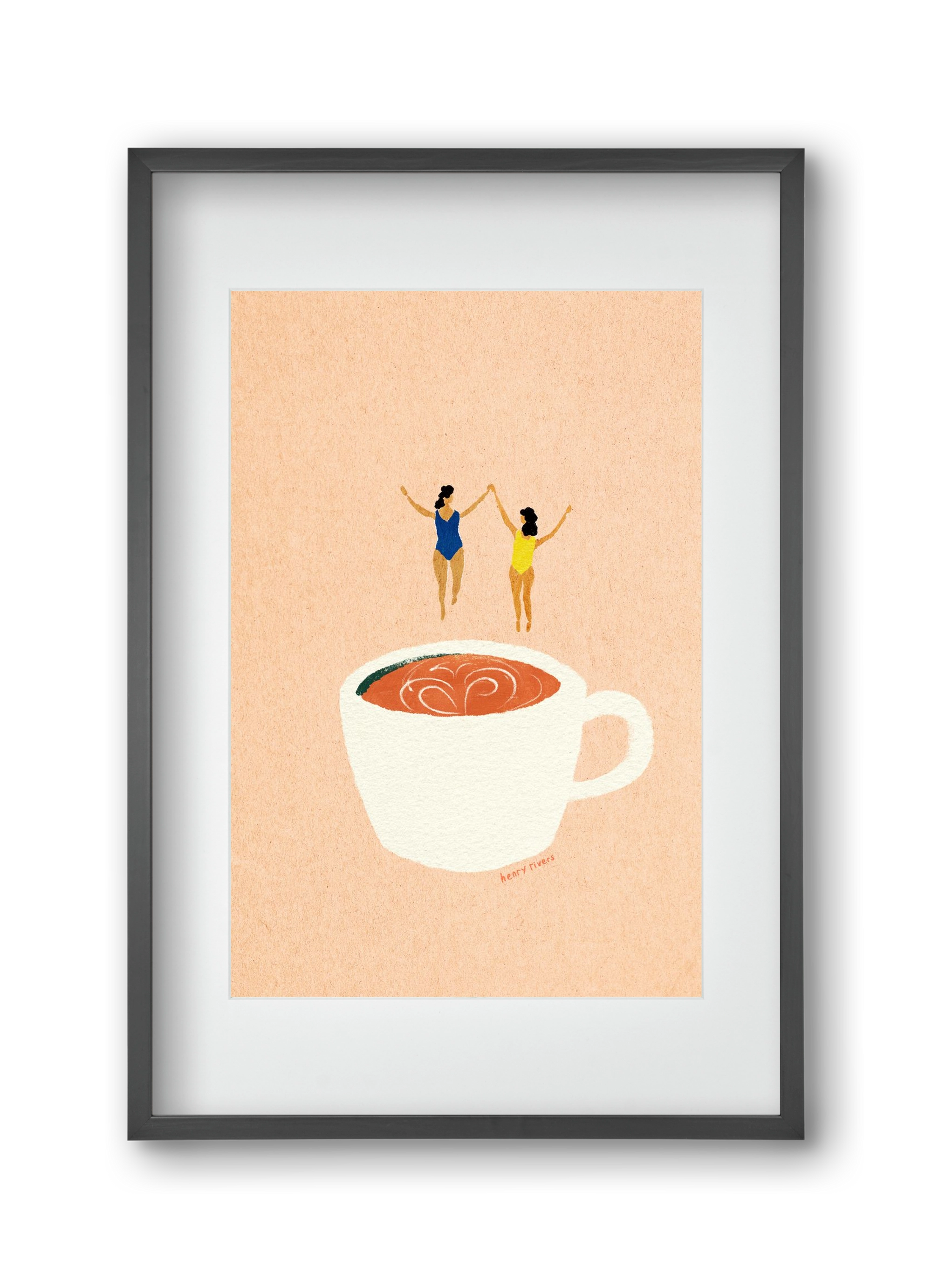 Coffee party, 30x45 cm (20x30 cm), Fekete keret, paszpartuval