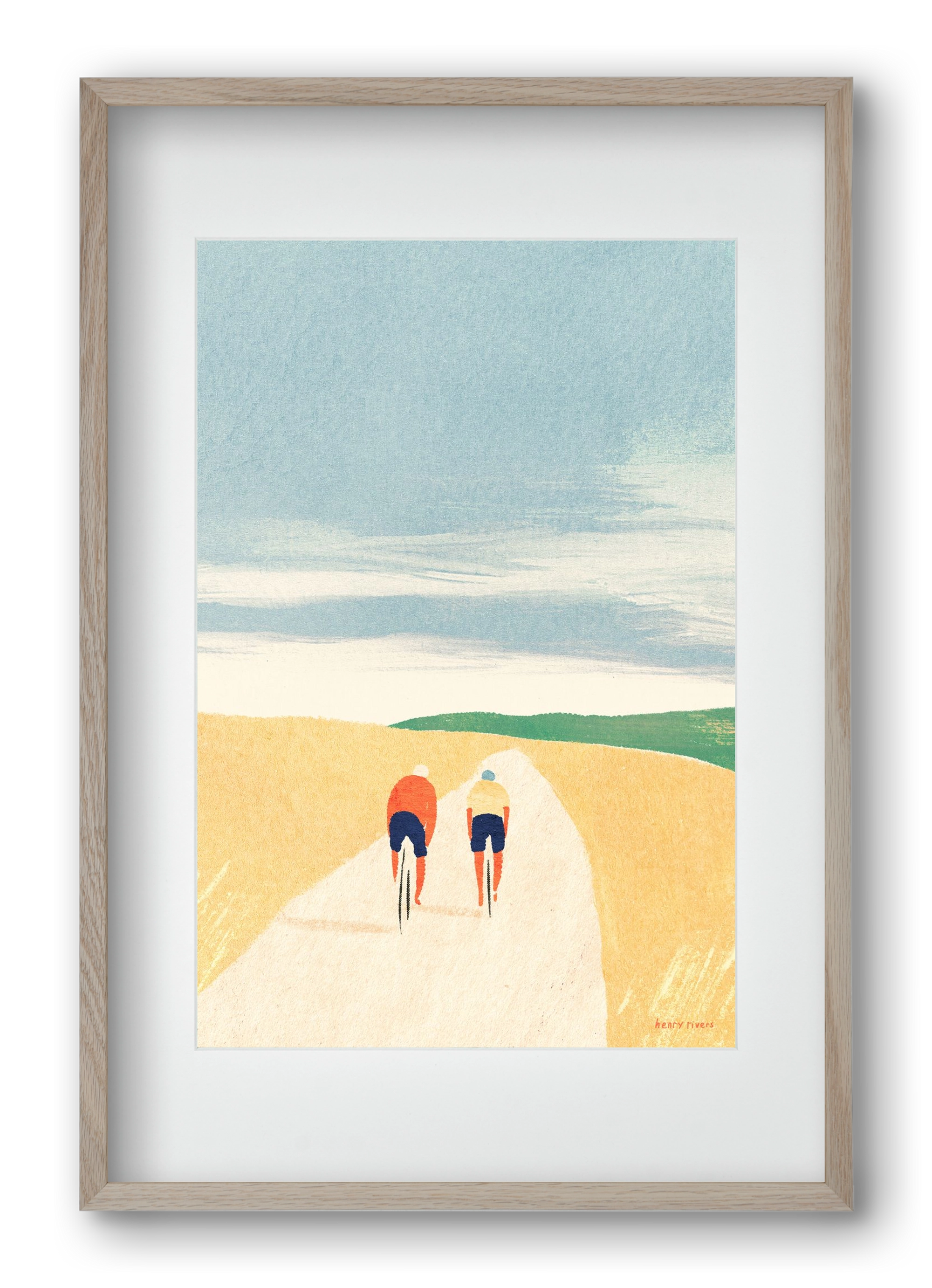 Cycle Buddies, 40x60 cm (30x45 cm), Tölgy keret, paszpartuval