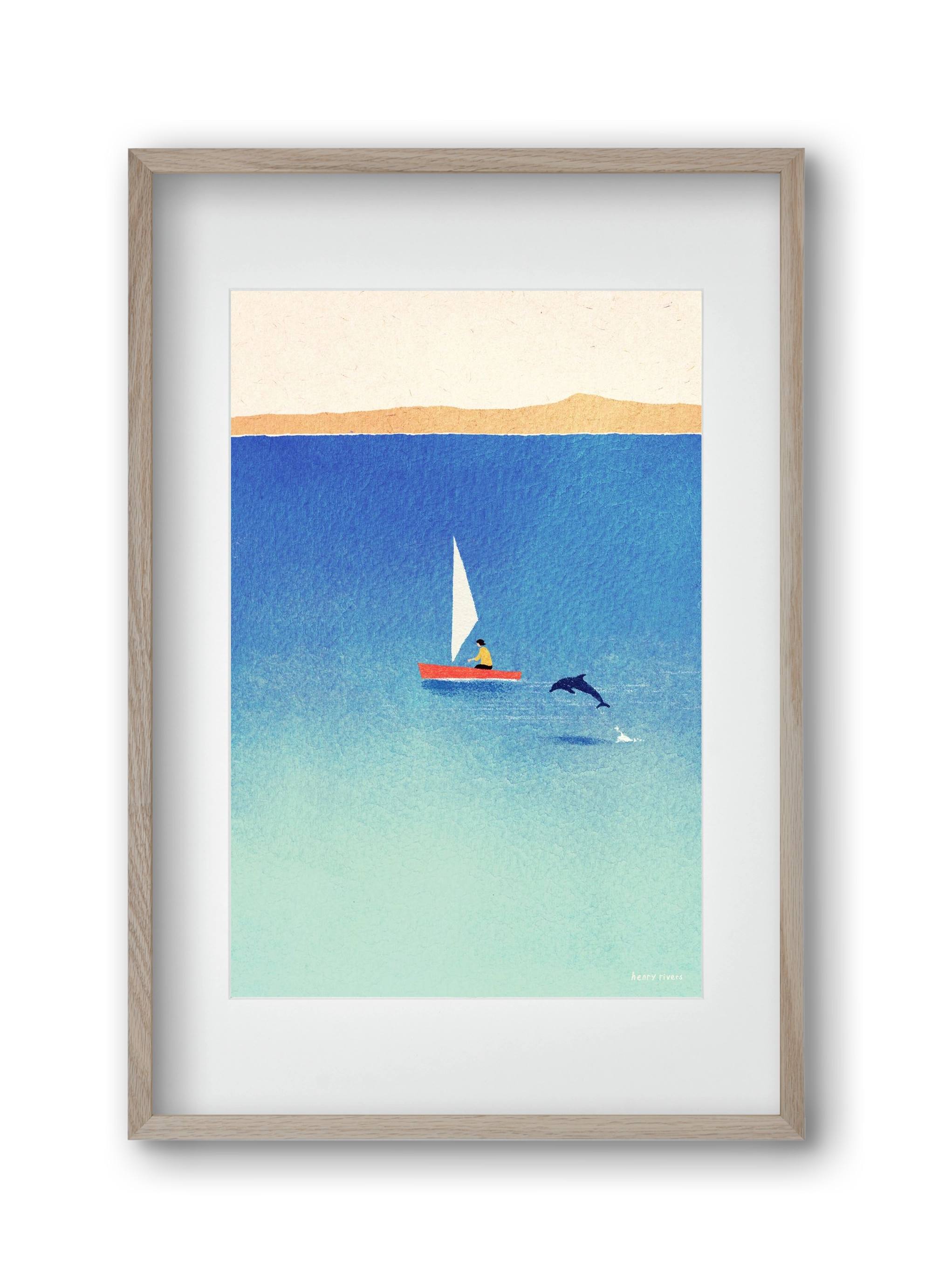 My dolphin friend, 30x45 cm (20x30 cm), Tölgy keret, paszpartuval