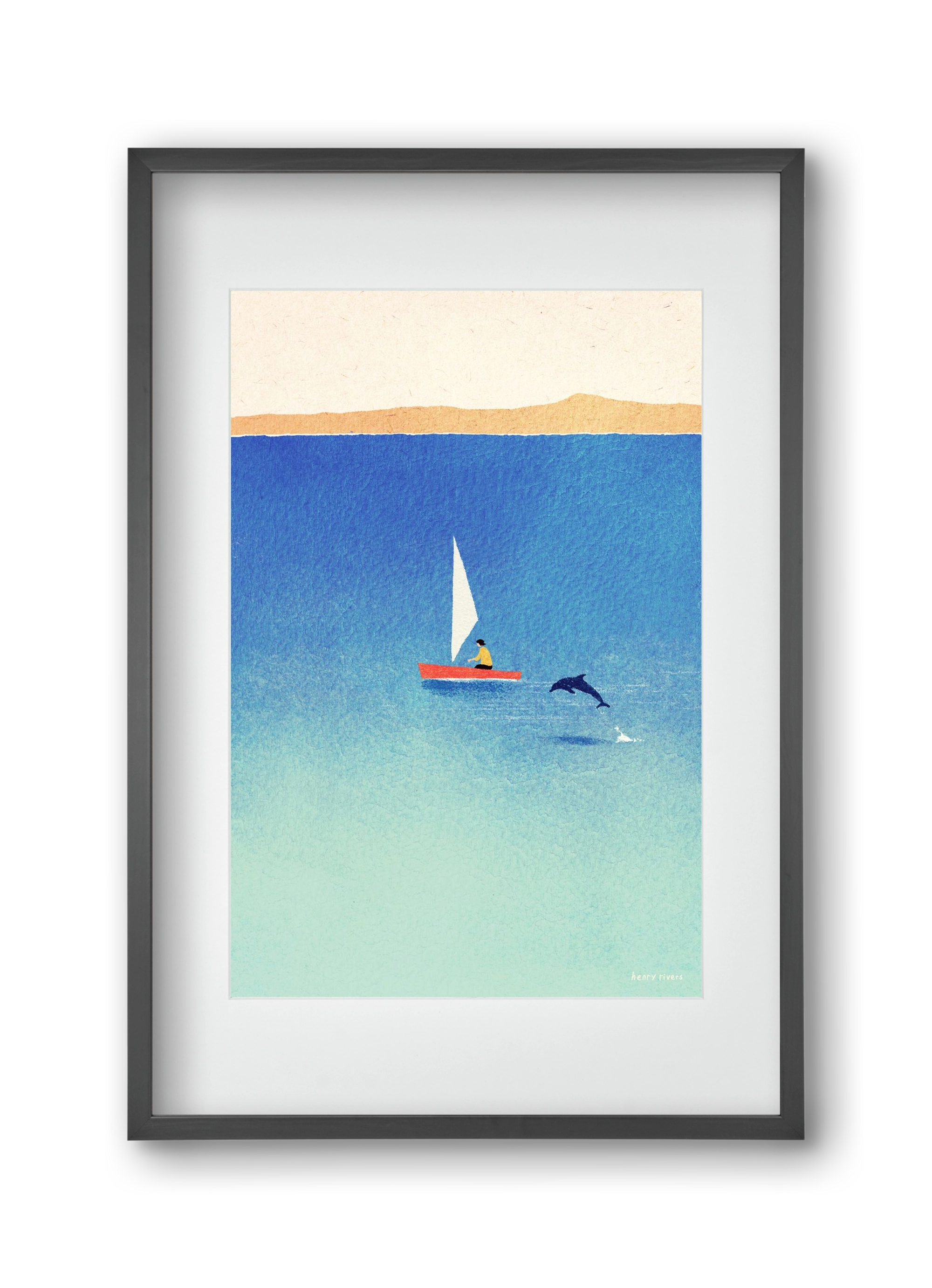 My dolphin friend, 30x45 cm (20x30 cm), Fekete keret, paszpartuval