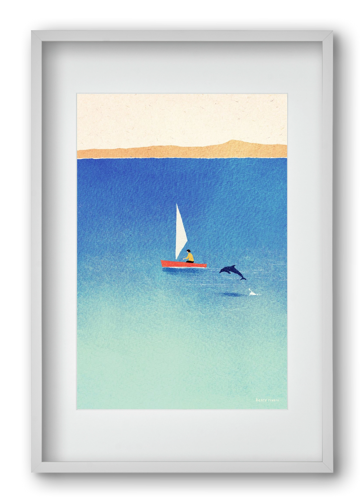 My dolphin friend, 40x60 cm (30x45 cm), Fehér keret, paszpartuval