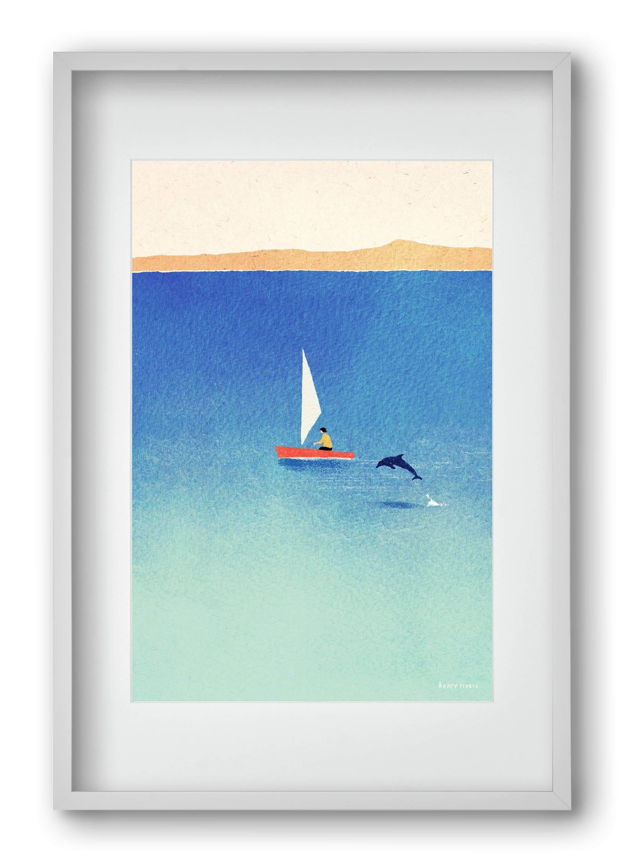My dolphin friend, 40x60 cm (30x45 cm), Fehér keret, paszpartuval