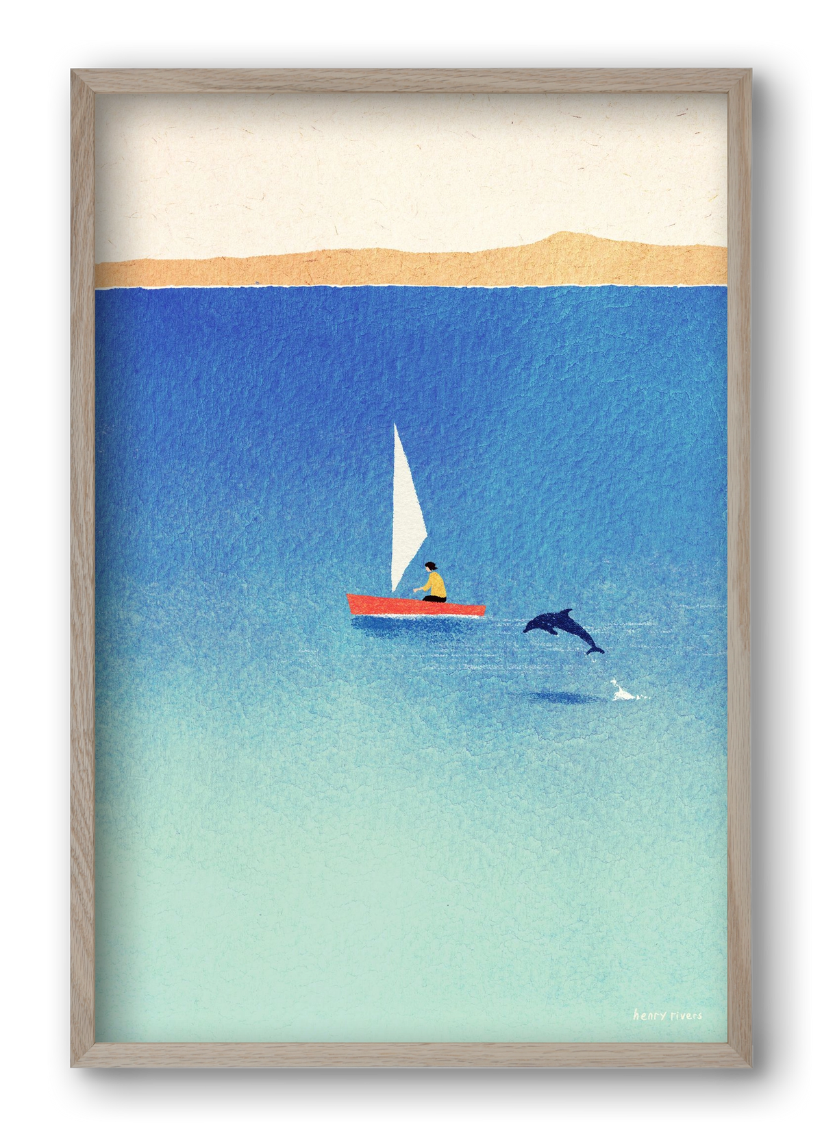 My dolphin friend, 40x60 cm (40x60 cm), Tölgy keret
