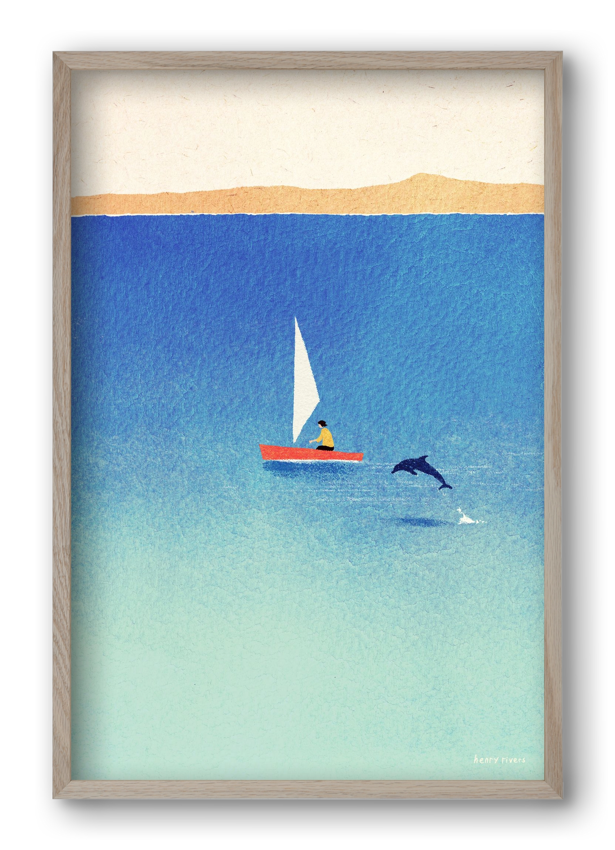 My dolphin friend, 40x60 cm (40x60 cm), Tölgy keret