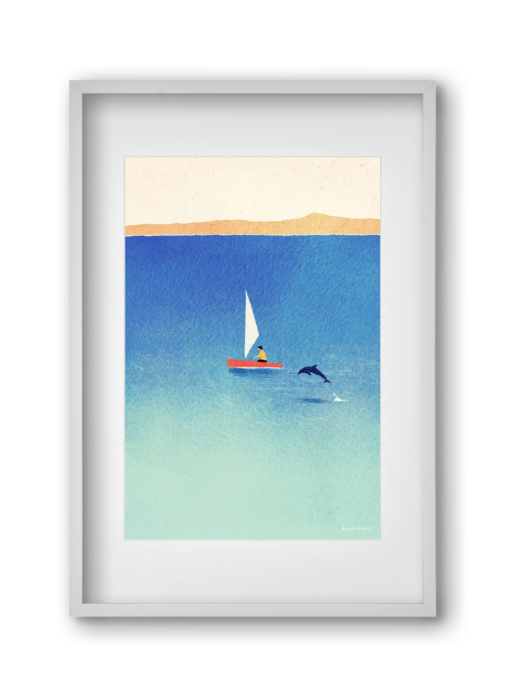 My dolphin friend, 30x45 cm (20x30 cm), Fehér keret, paszpartuval