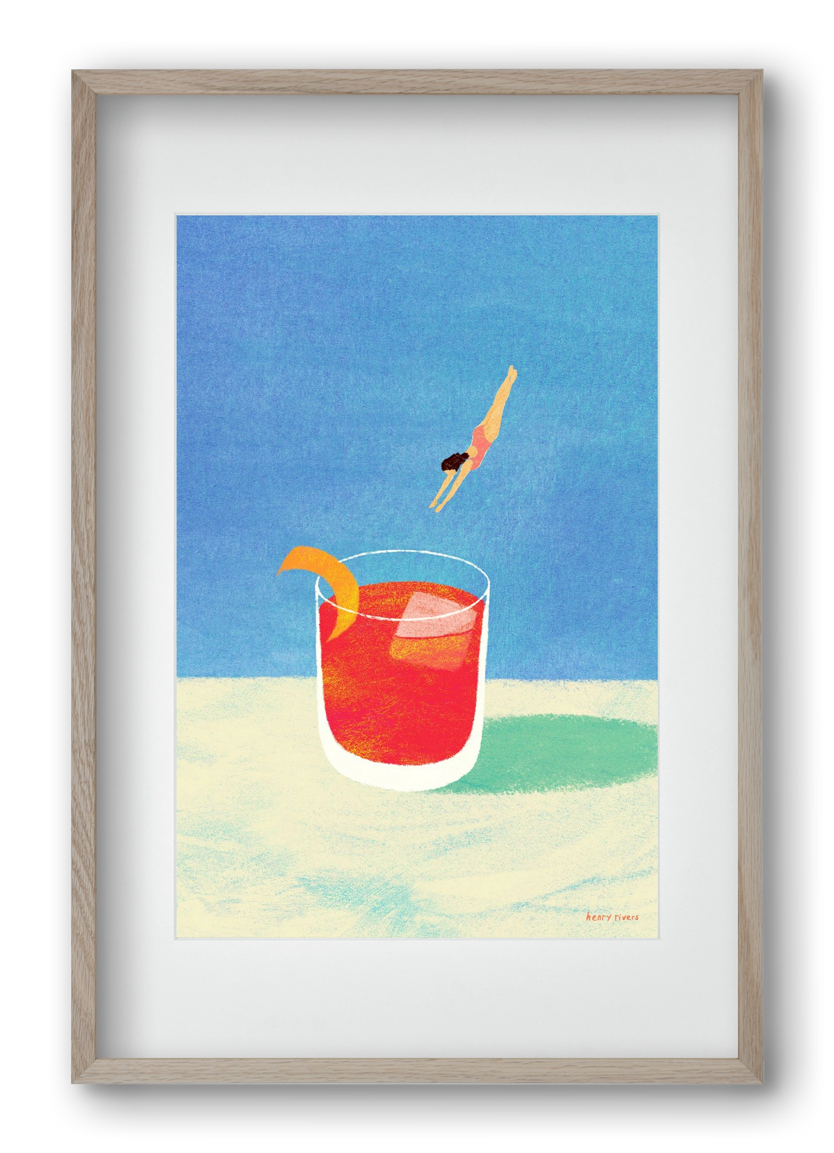 Negroni Please, 40x60 cm (30x45 cm), Tölgy keret, paszpartuval