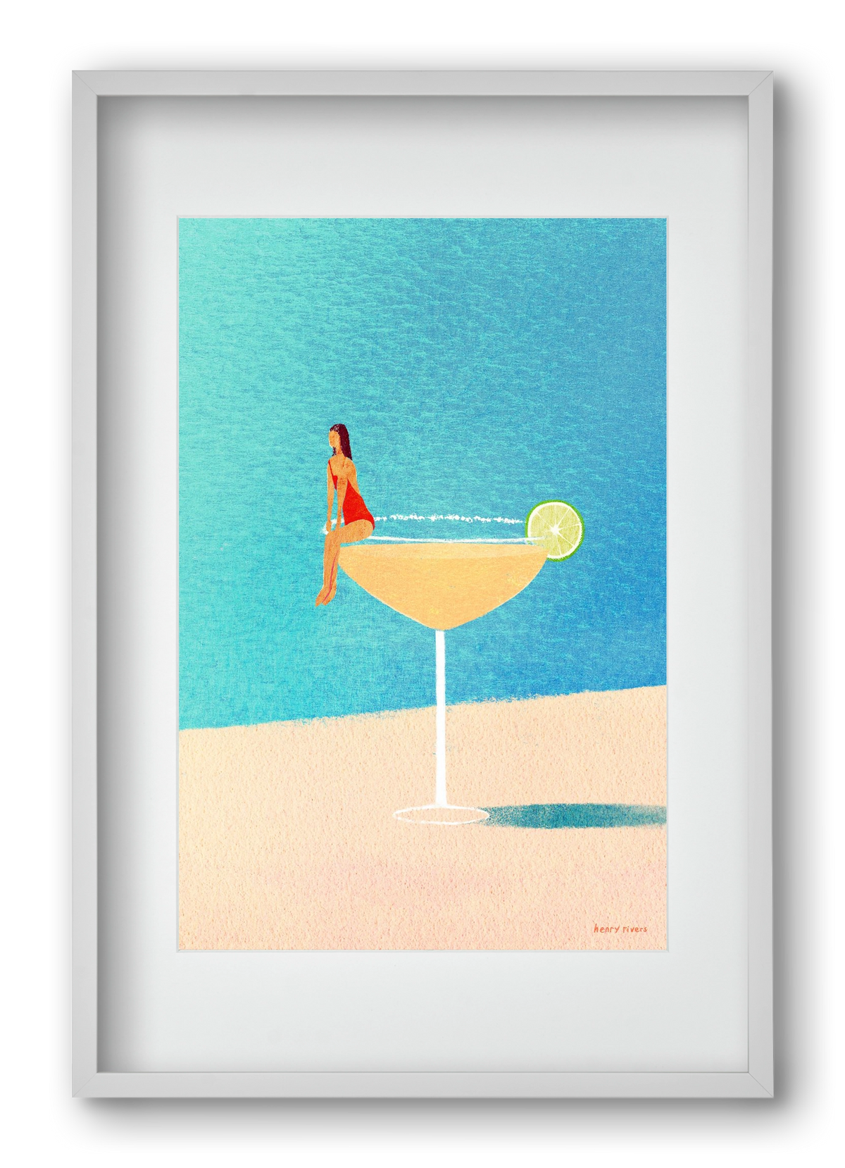 Poolside Margarita, 40x60 cm (30x45 cm), Fehér keret, paszpartuval