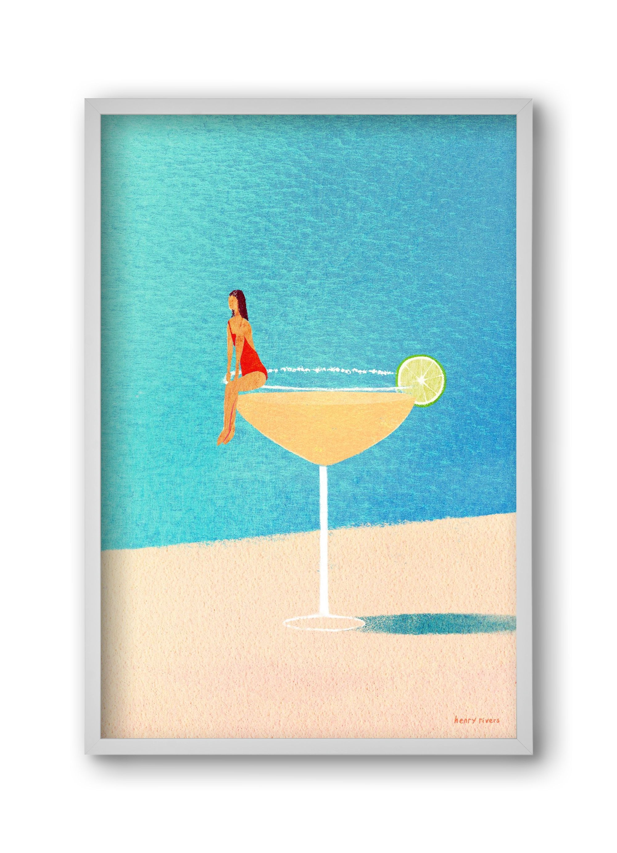 Poolside Margarita, 30x45 cm (30x45 cm), Fehér keret