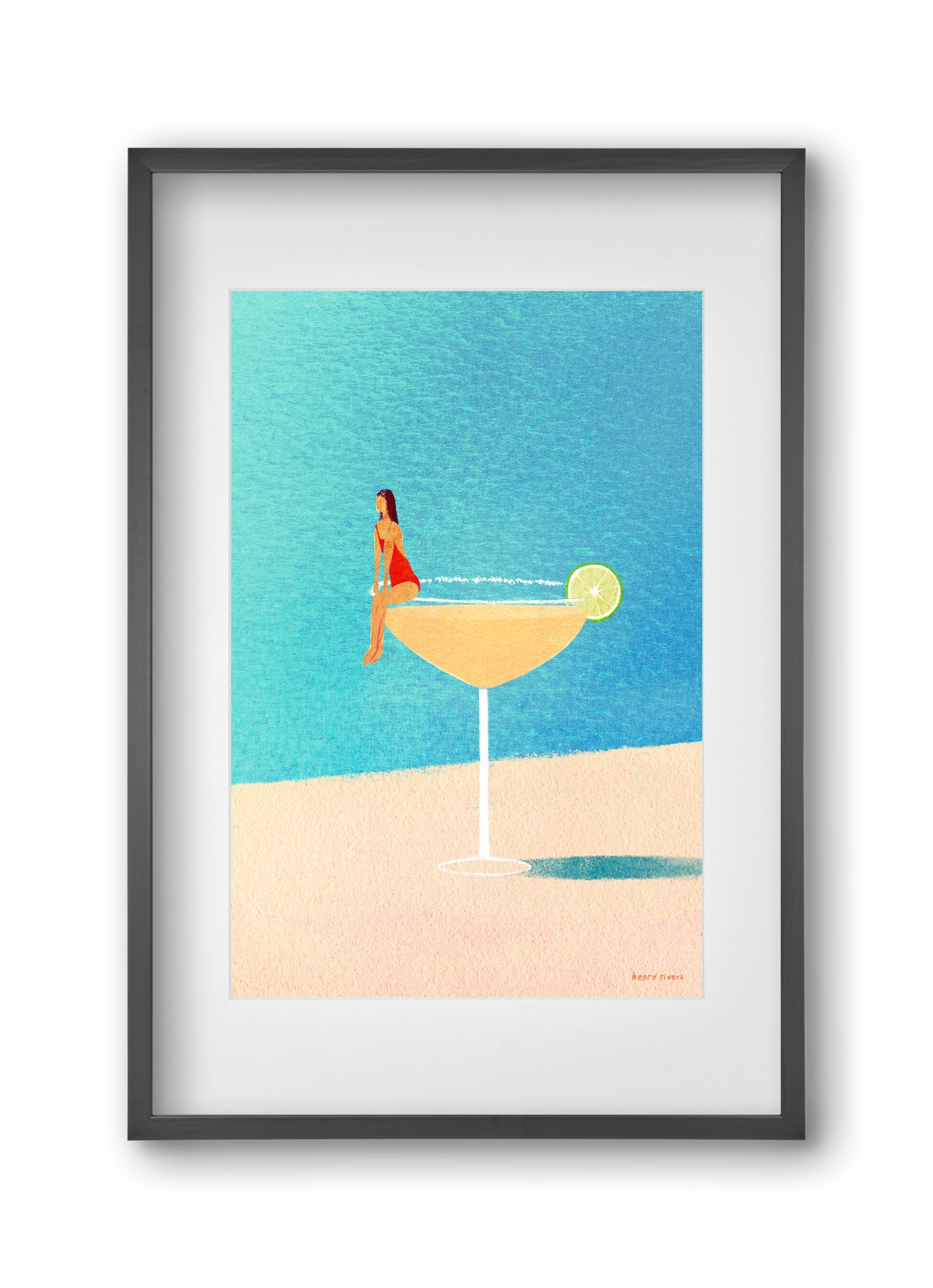 Poolside Margarita, 30x45 cm (20x30 cm), Fekete keret, paszpartuval