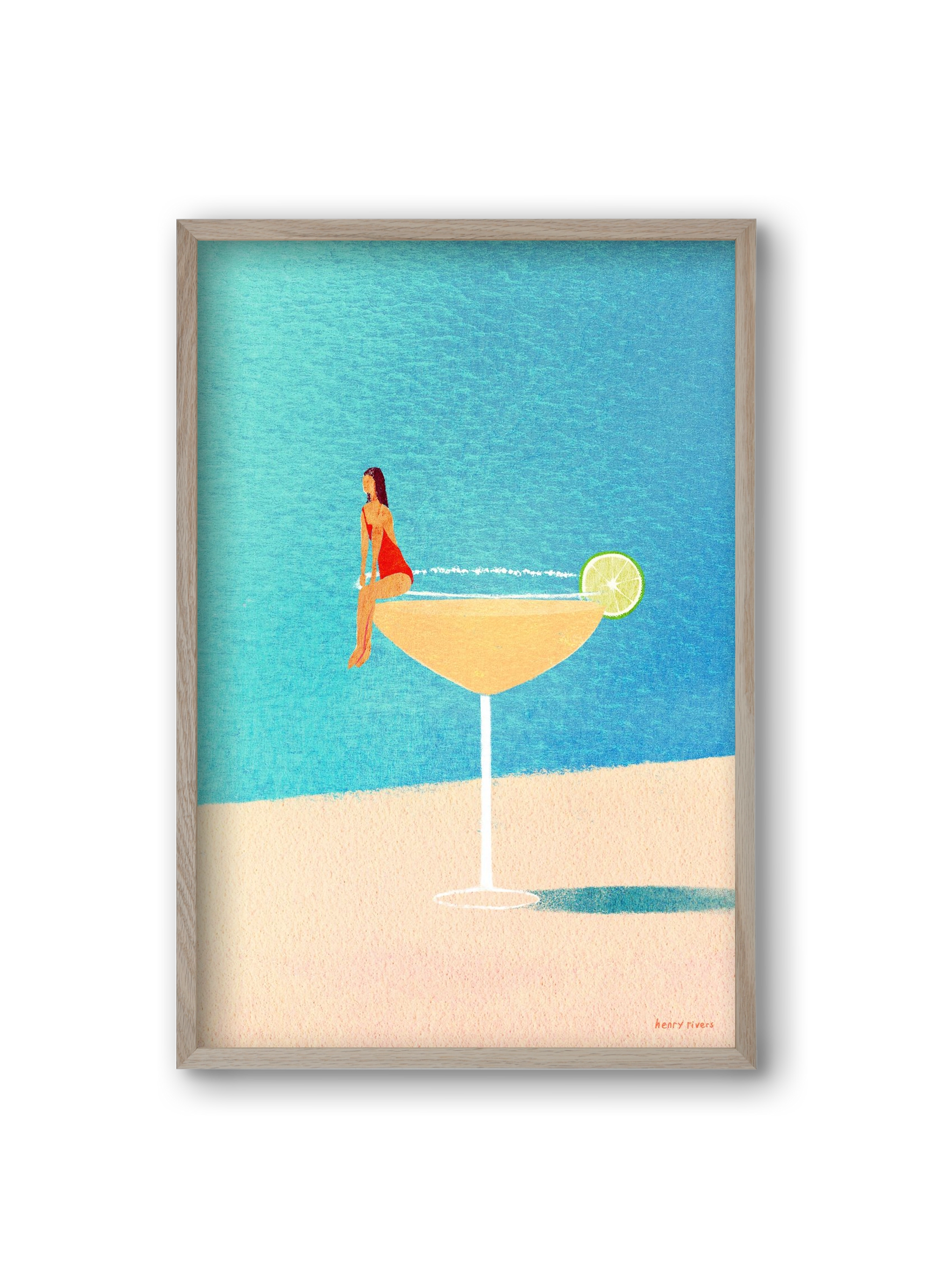 Poolside Margarita, 20x30 cm (20x30 cm), Tölgy keret