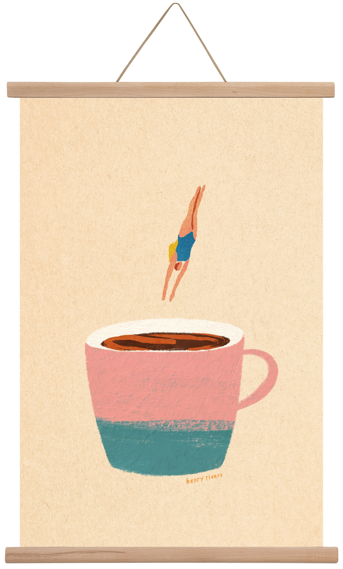 Hello Coffee, 40x60 cm (40x60 cm), Tölgy akasztó