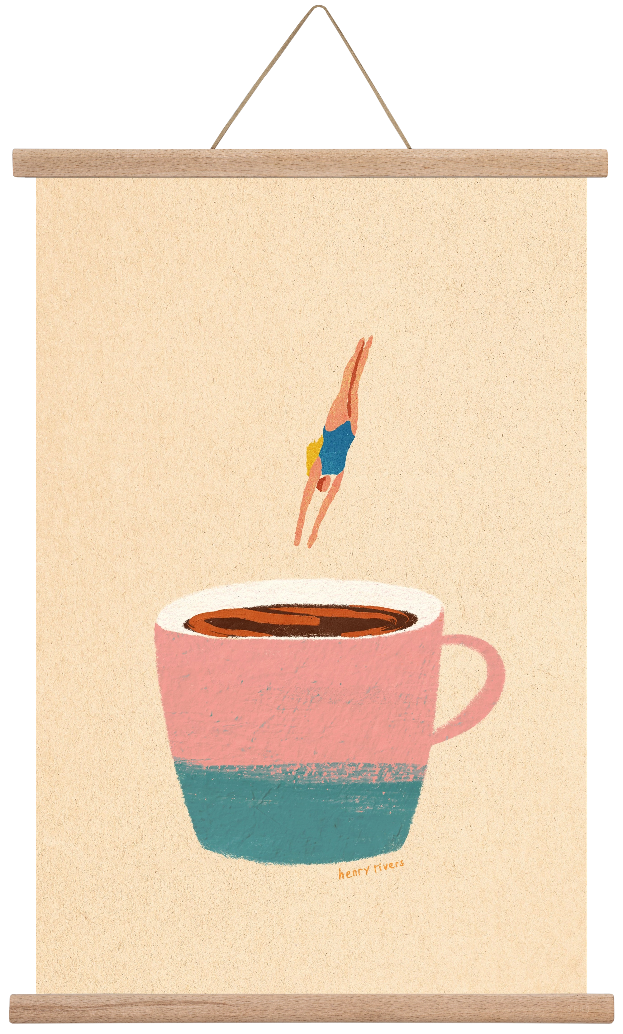 Hello Coffee, 40x60 cm (40x60 cm), Tölgy akasztó