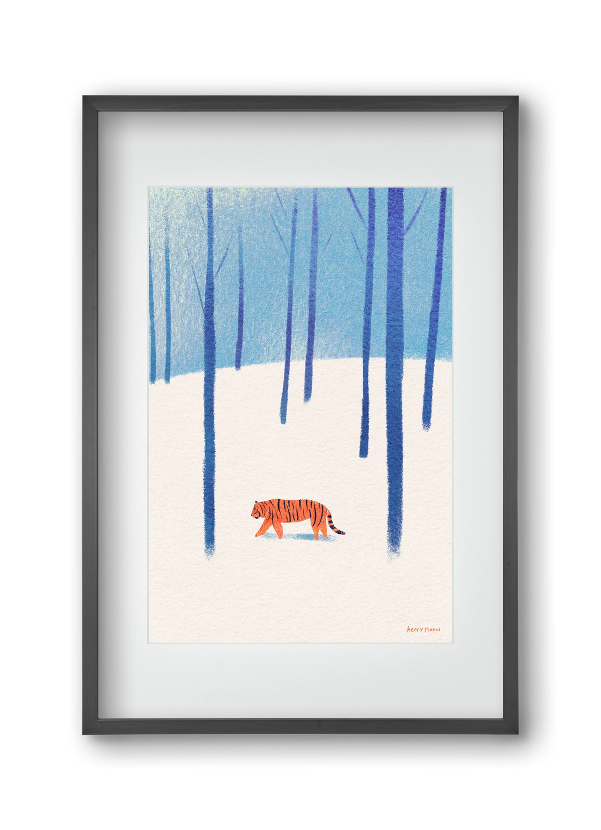 Tiger in the snow, 30x45 cm (20x30 cm), Fekete keret, paszpartuval