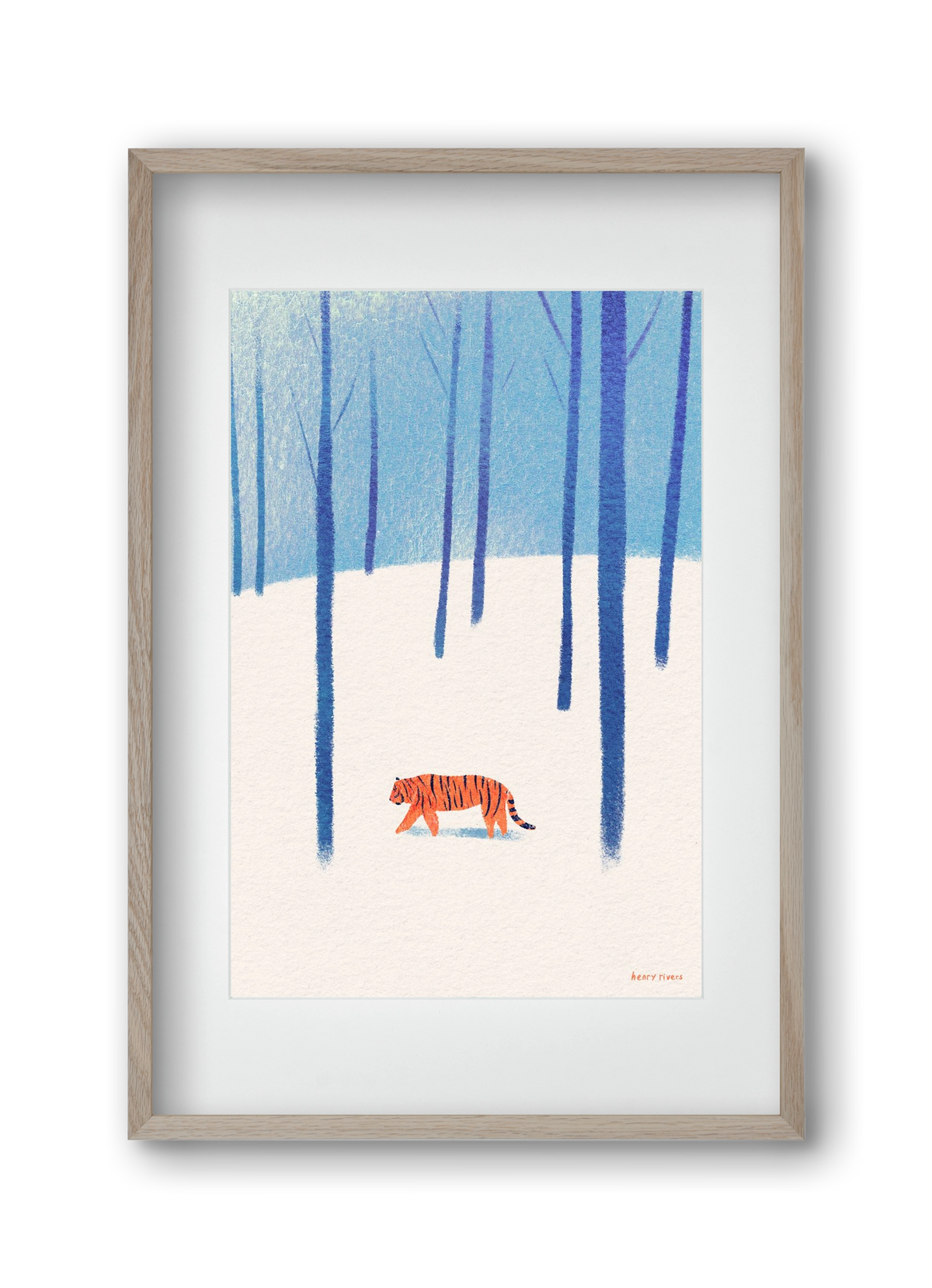 Tiger in the snow, 30x45 cm (20x30 cm), Tölgy keret, paszpartuval