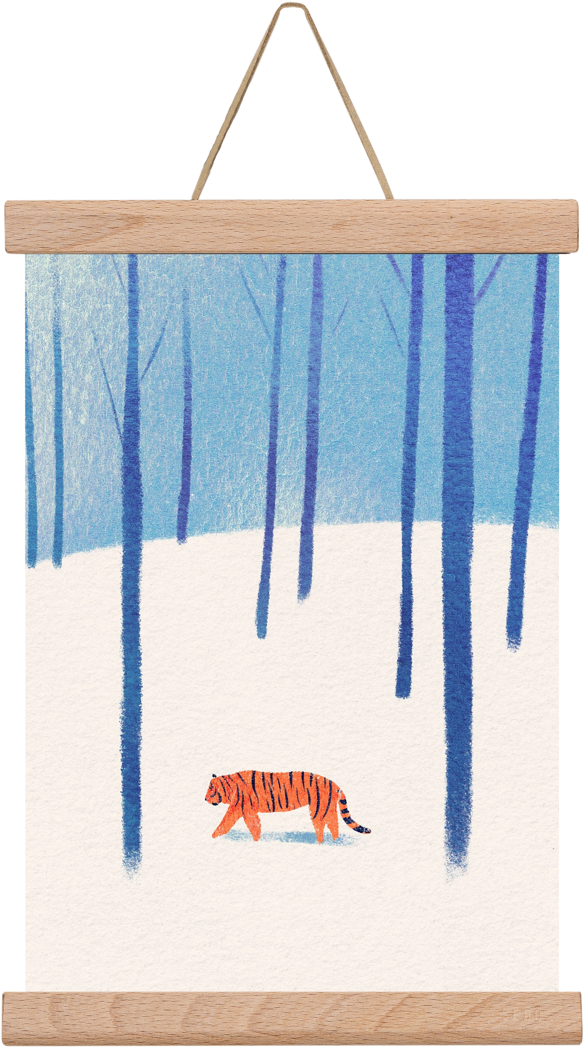 Tiger in the snow, 20x30 cm (20x30 cm), Tölgy akasztó