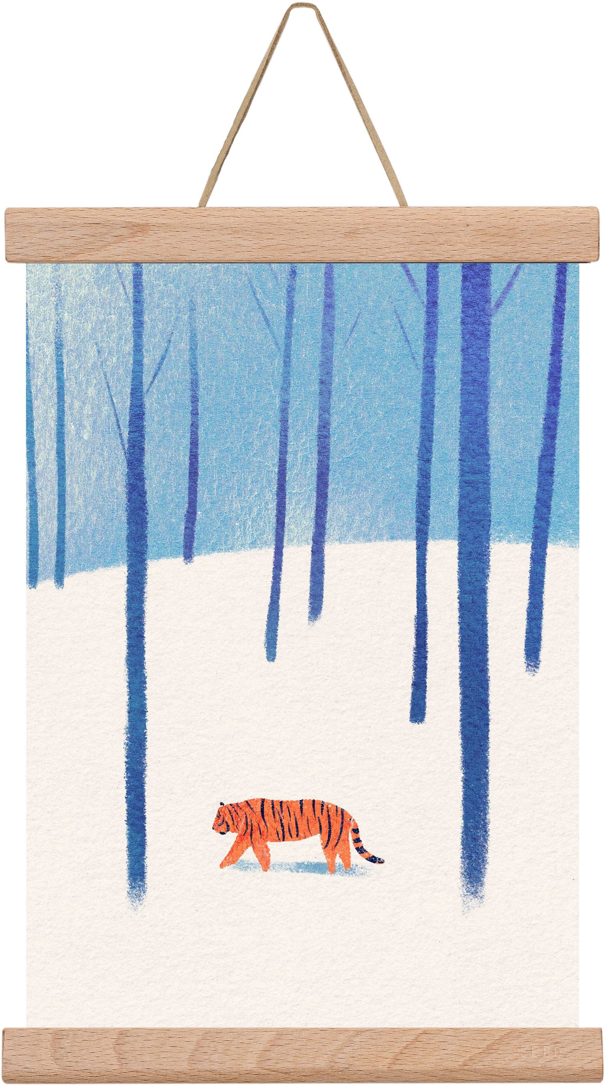 Tiger in the snow, 20x30 cm (20x30 cm), Tölgy akasztó