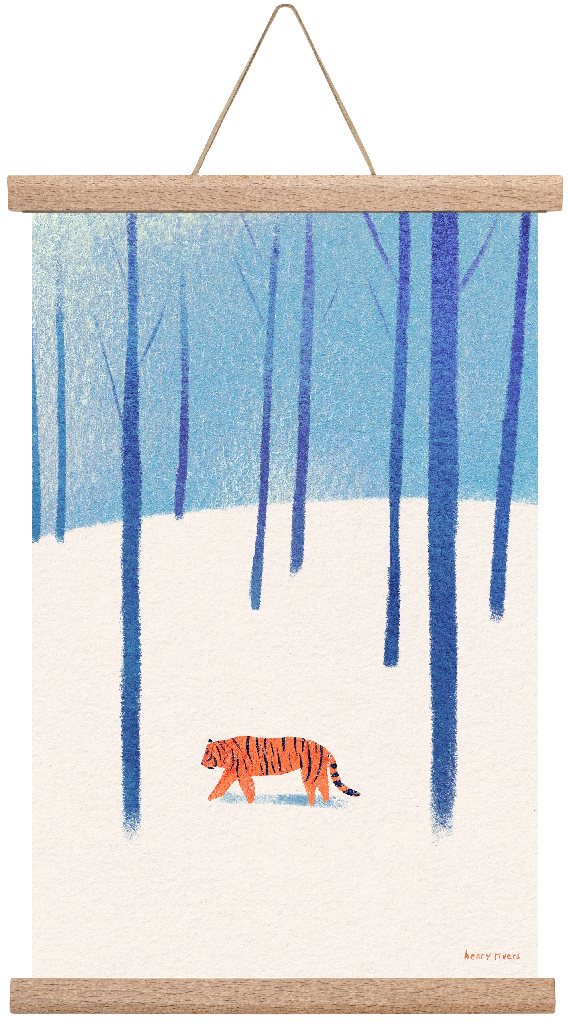 Tiger in the snow, 30x45 cm (30x45 cm), Tölgy akasztó