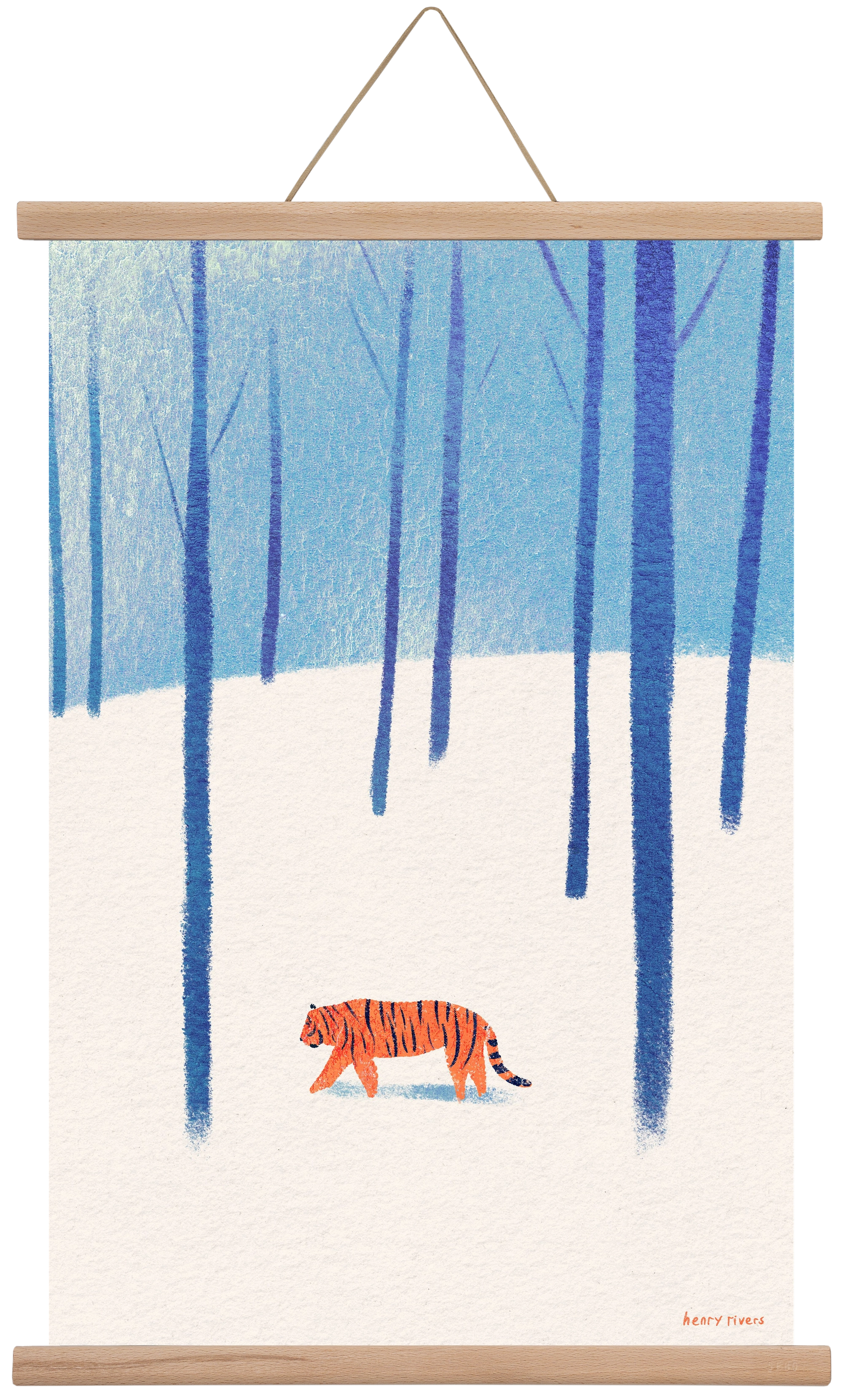 Tiger in the snow, 40x60 cm (40x60 cm), Tölgy akasztó