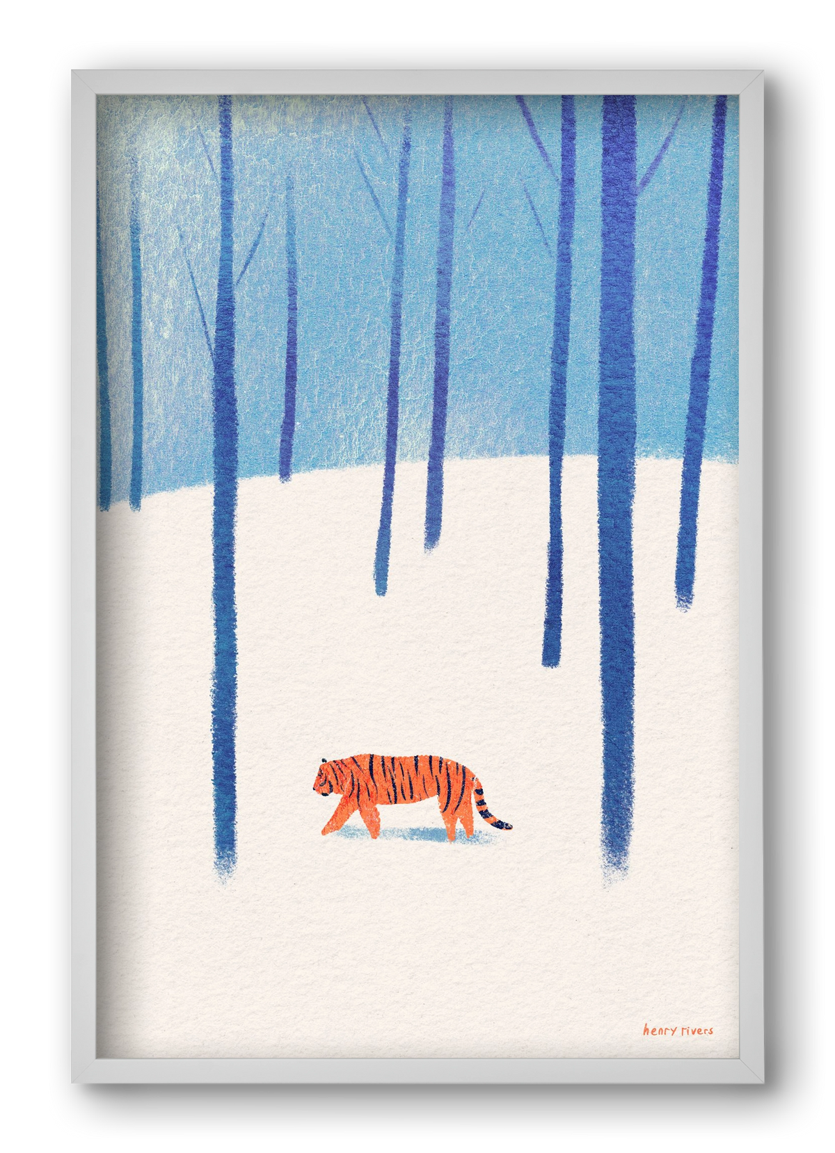 Tiger in the snow, 40x60 cm (40x60 cm), Fehér keret
