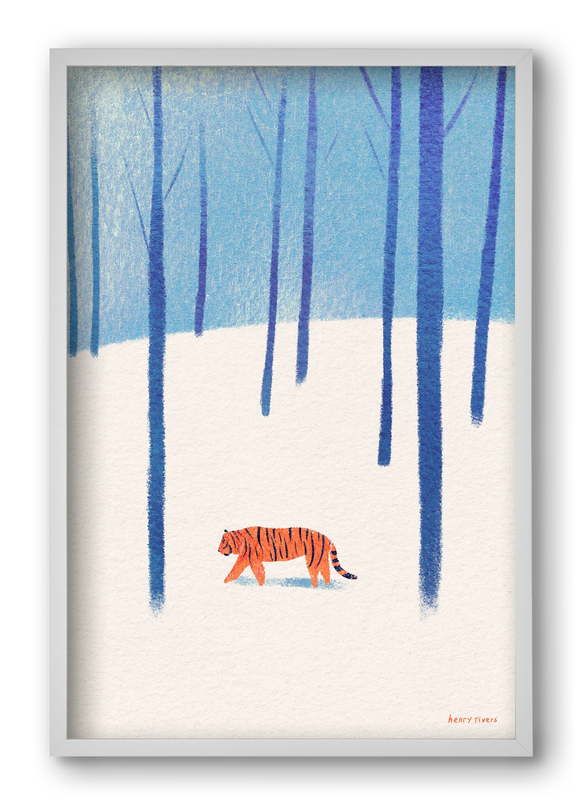 Tiger in the snow, 40x60 cm (40x60 cm), Fehér keret