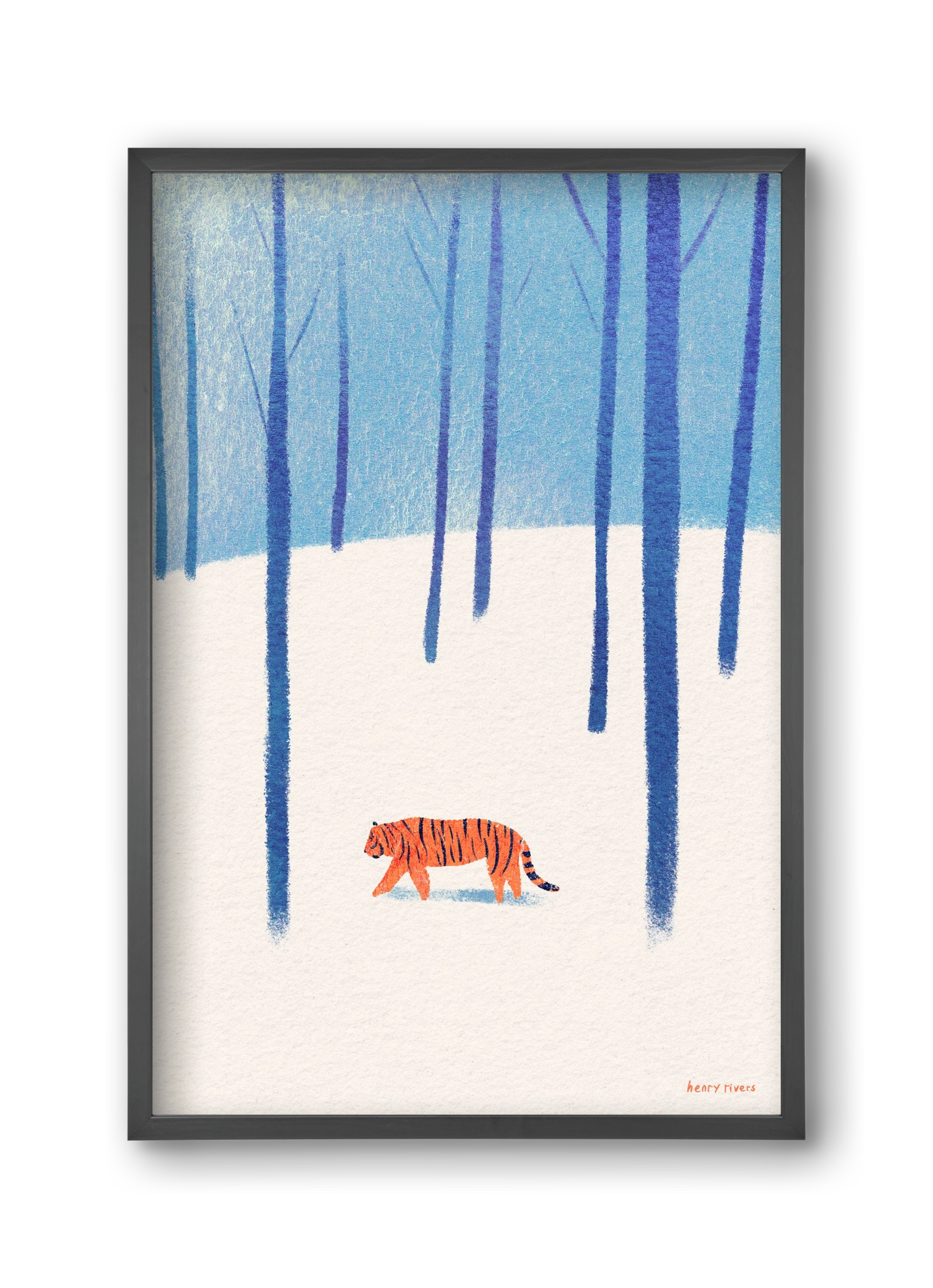 Tiger in the snow, 30x45 cm (30x45 cm), Fekete keret