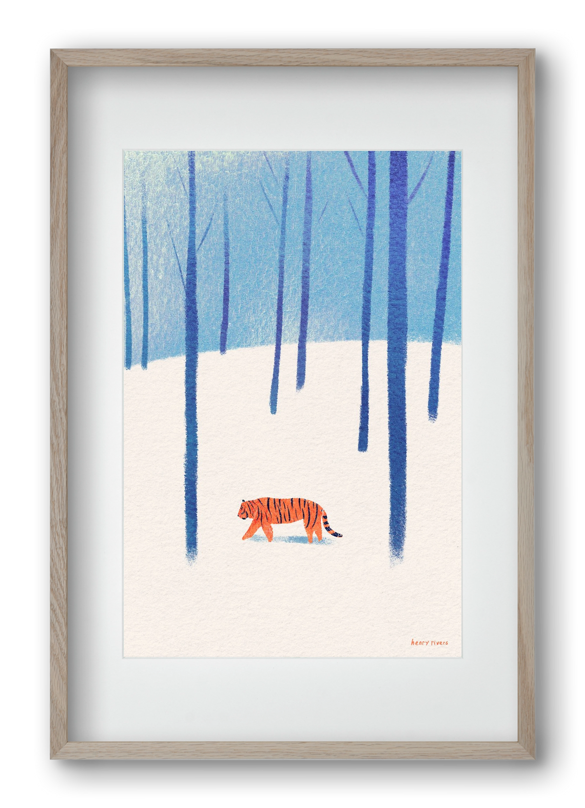 Tiger in the snow, 40x60 cm (30x45 cm), Tölgy keret, paszpartuval