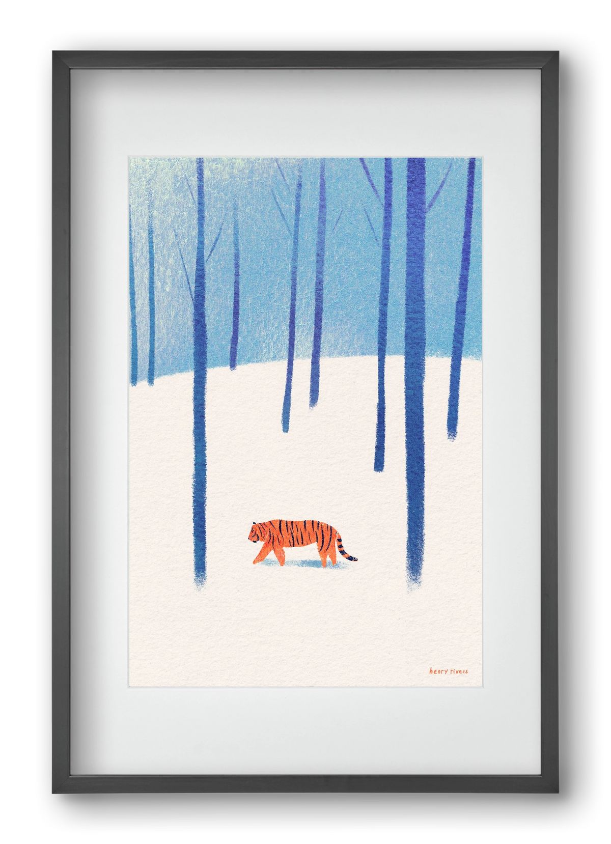 Tiger in the snow, 40x60 cm (30x45 cm), Fekete keret, paszpartuval