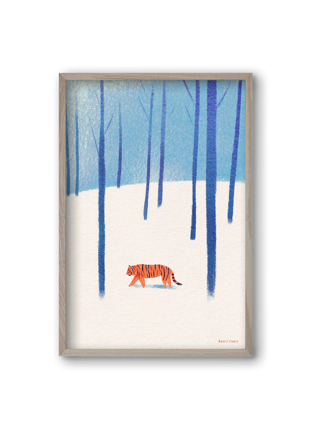 Tiger in the snow, 20x30 cm (20x30 cm), Tölgy keret